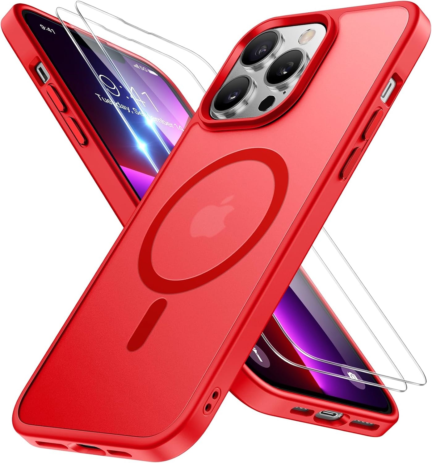 image:imageMiracase for iPhone 16 Pro Matte Series Case Magnetic OrangeRed