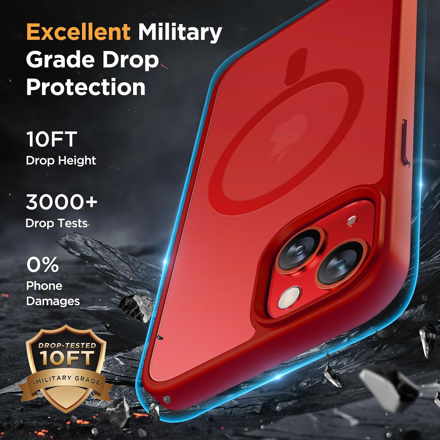 image:imageMiracase for iPhone 16 Pro Matte Series Case Magnetic OrangeRed