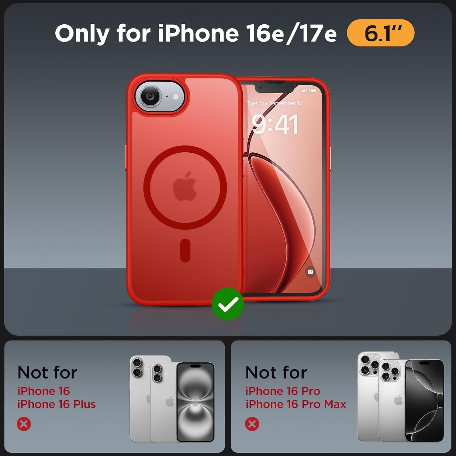 image:imageMiracase for iPhone 16 Pro Matte Series Case Magnetic OrangeRed