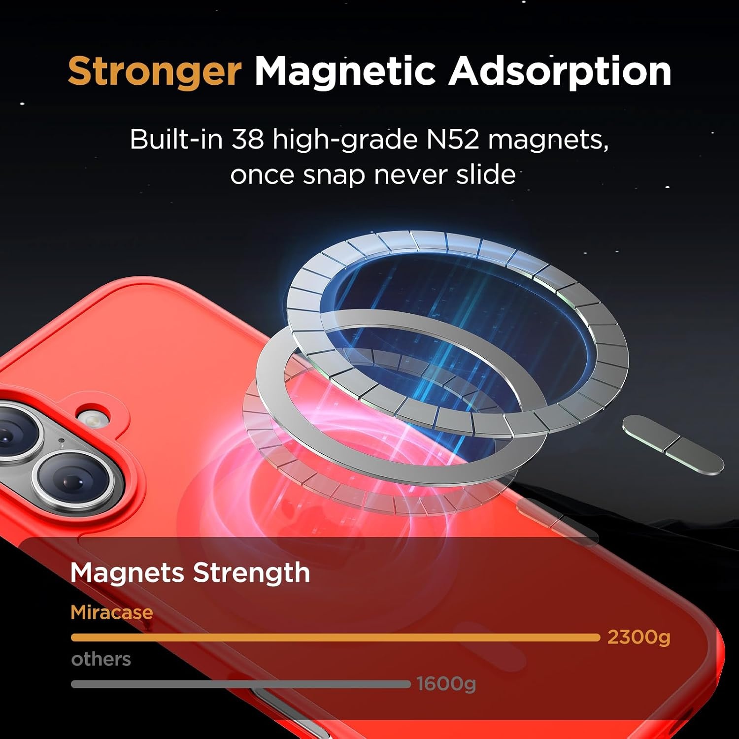 image:imageMiracase for iPhone 16 Pro Matte Series Case Magnetic OrangeRed