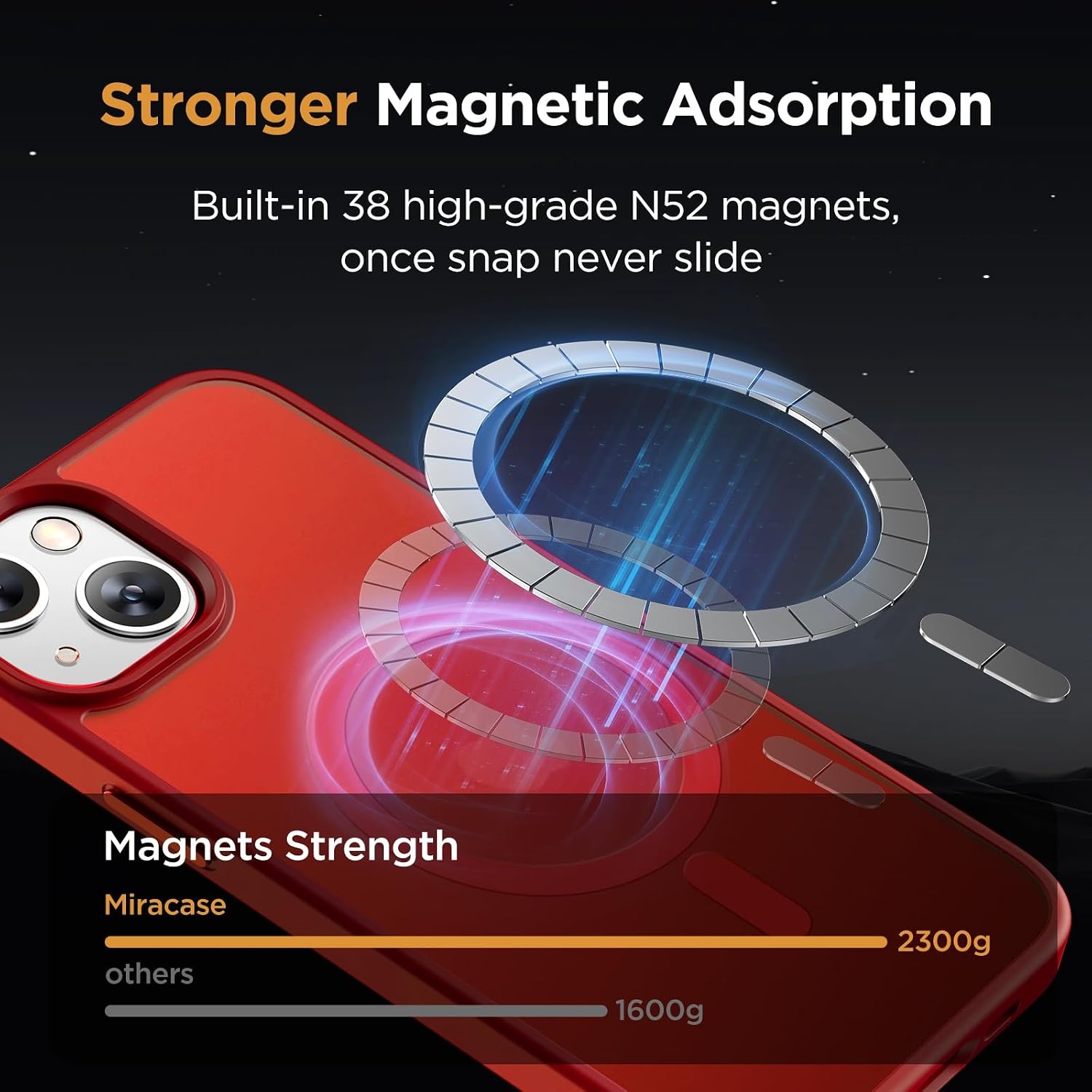 image:imageMiracase for iPhone 16 Pro Matte Series Case Magnetic OrangeRed