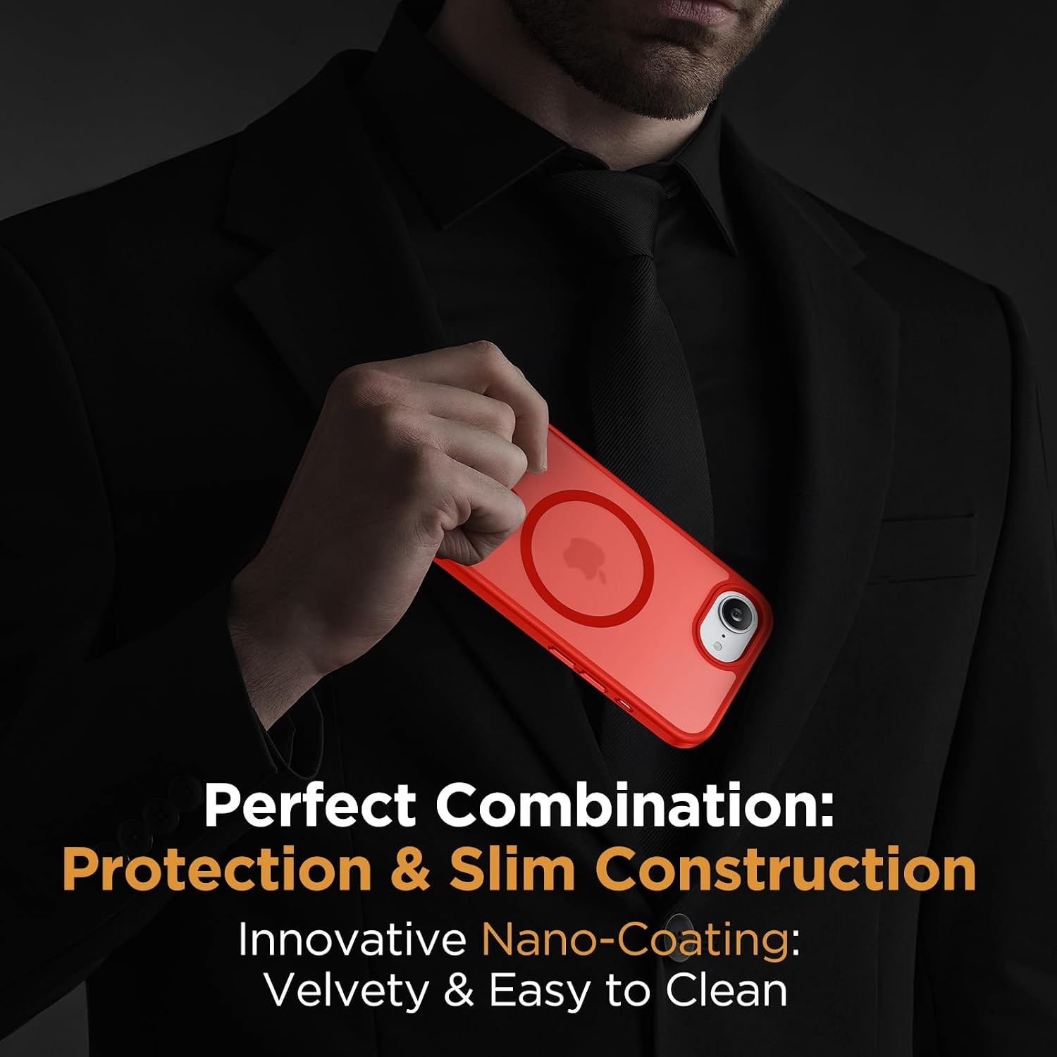 image:imageMiracase for iPhone 16 Pro Matte Series Case Magnetic OrangeRed