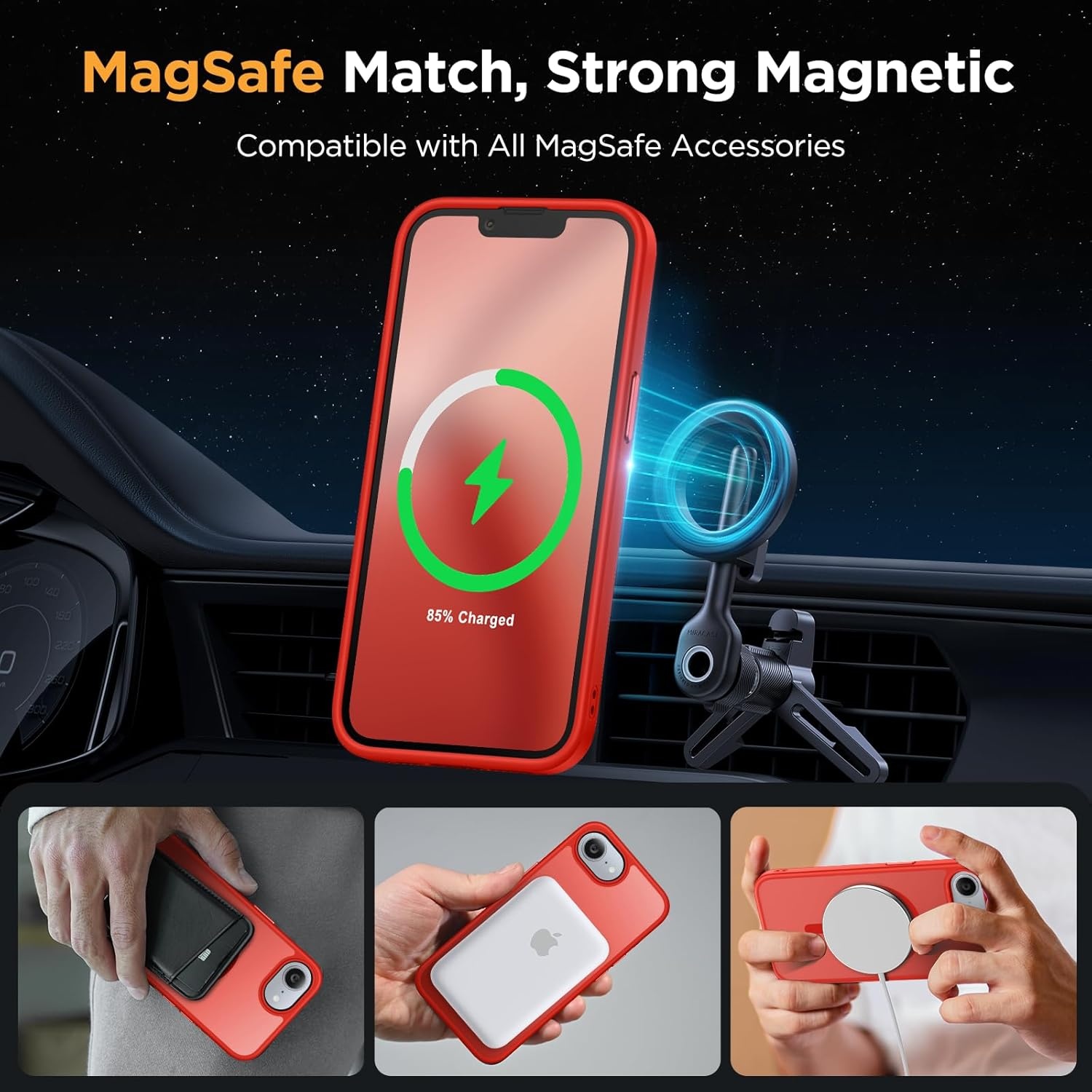 image:imageMiracase for iPhone 16 Pro Matte Series Case Magnetic OrangeRed