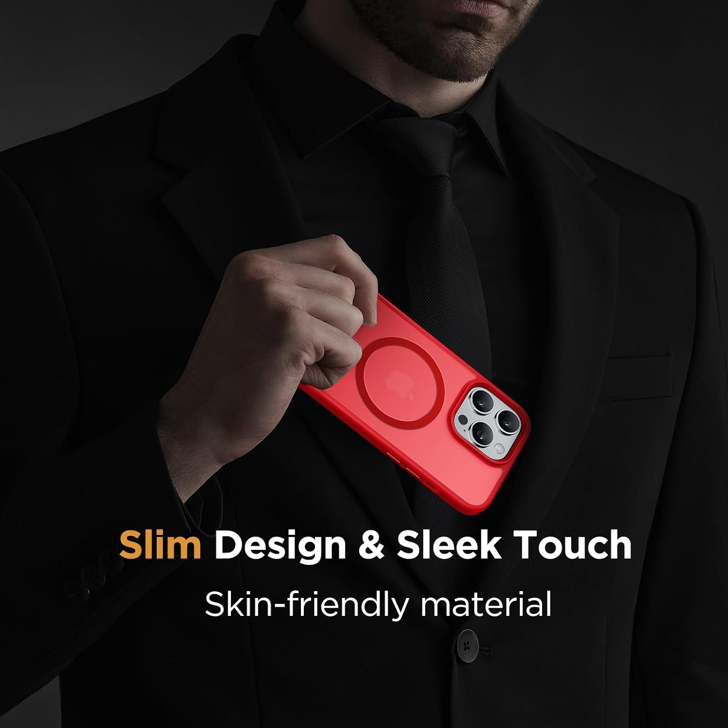 image:imageMiracase for iPhone 16 Pro Matte Series Case Magnetic OrangeRed