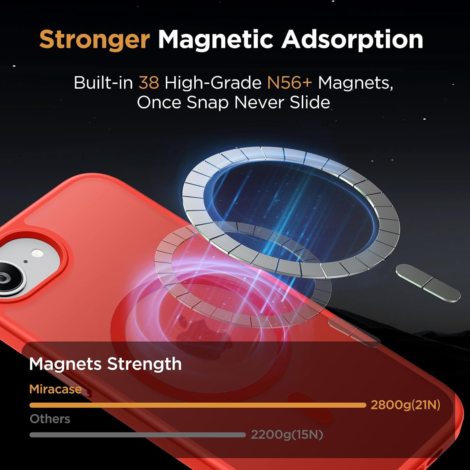 image:imageMiracase for iPhone 16 Pro Matte Series Case Magnetic OrangeRed