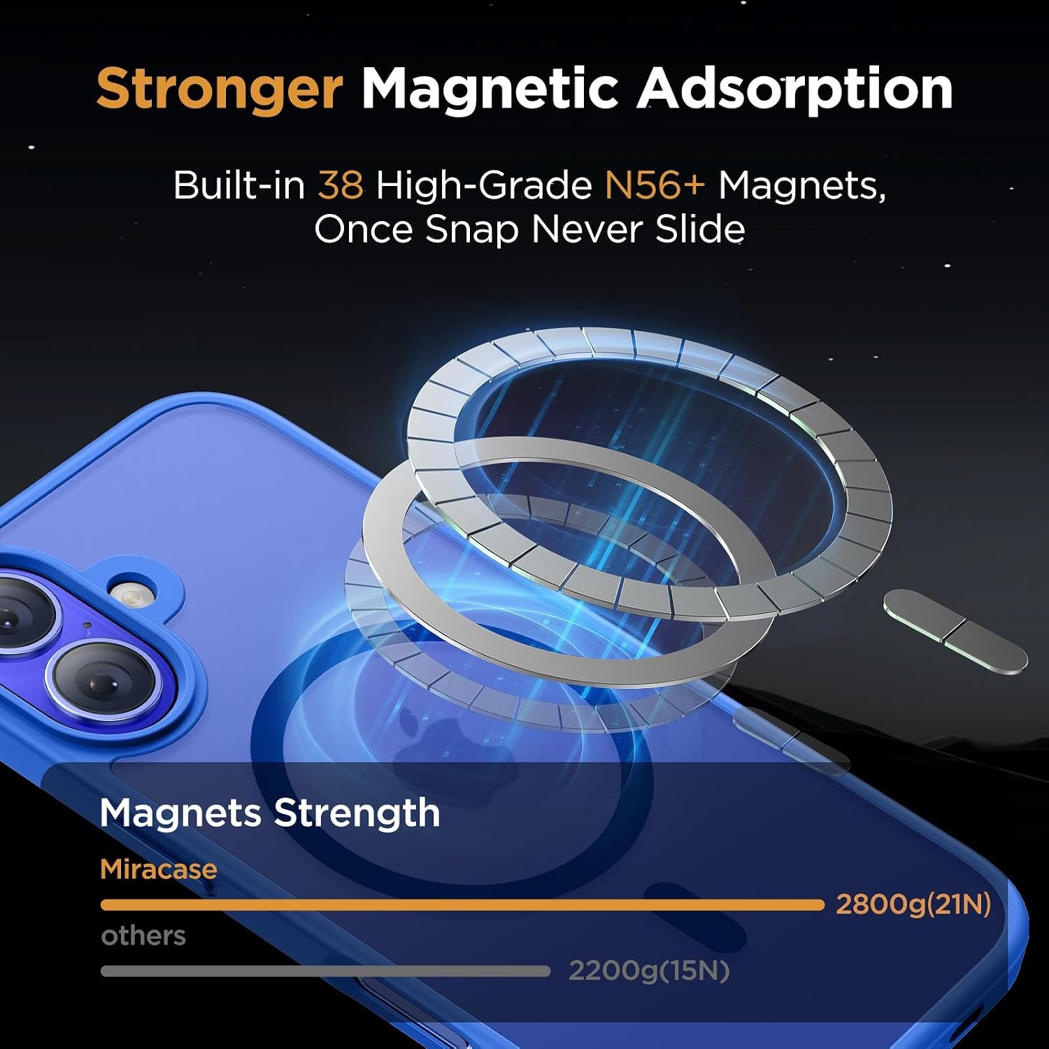 image:imageMiracase for iPhone 16 Pro Matte Series Case Magnetic OrangeSea Blue