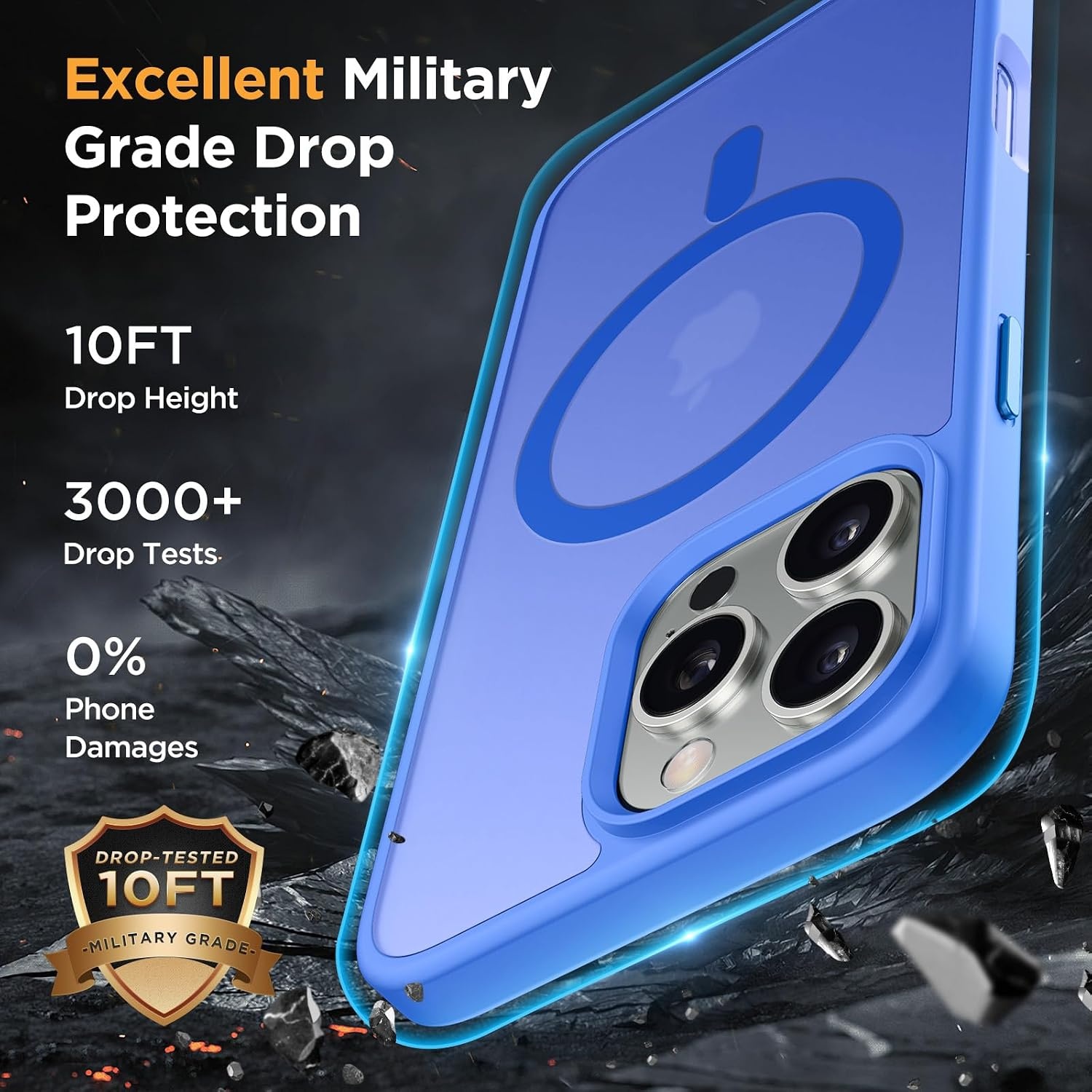 image:imageMiracase for iPhone 16 Pro Matte Series Case Magnetic OrangeSea Blue