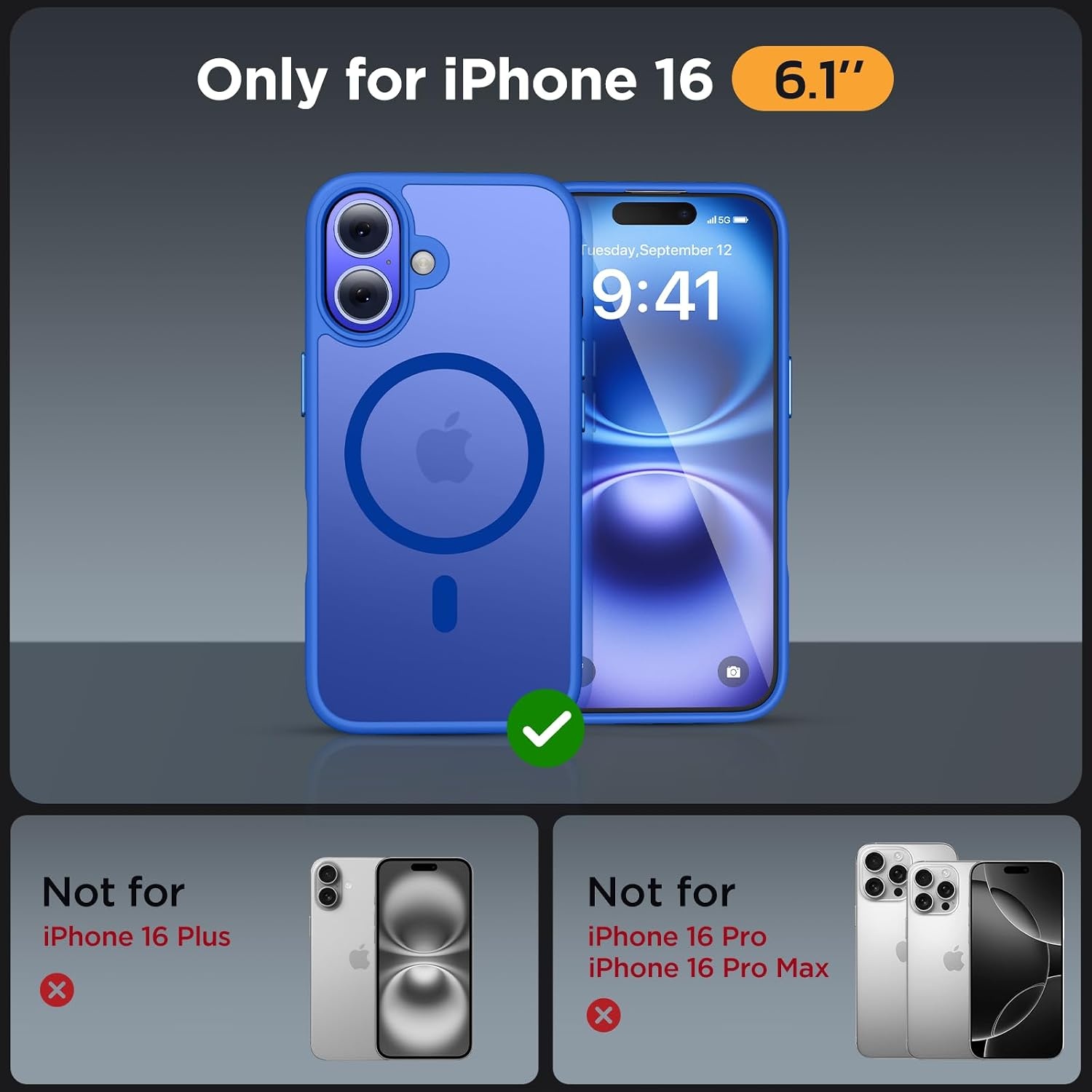image:imageMiracase for iPhone 16 Pro Matte Series Case Magnetic OrangeSea Blue