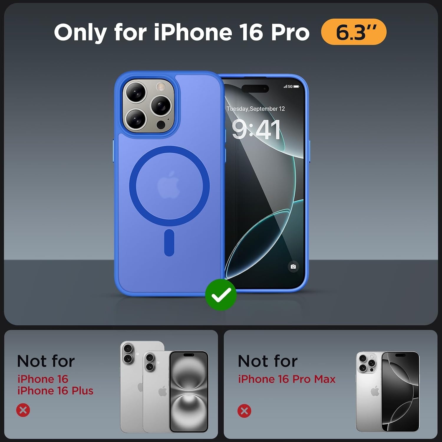 image:imageMiracase for iPhone 16 Pro Matte Series Case Magnetic OrangeSea Blue