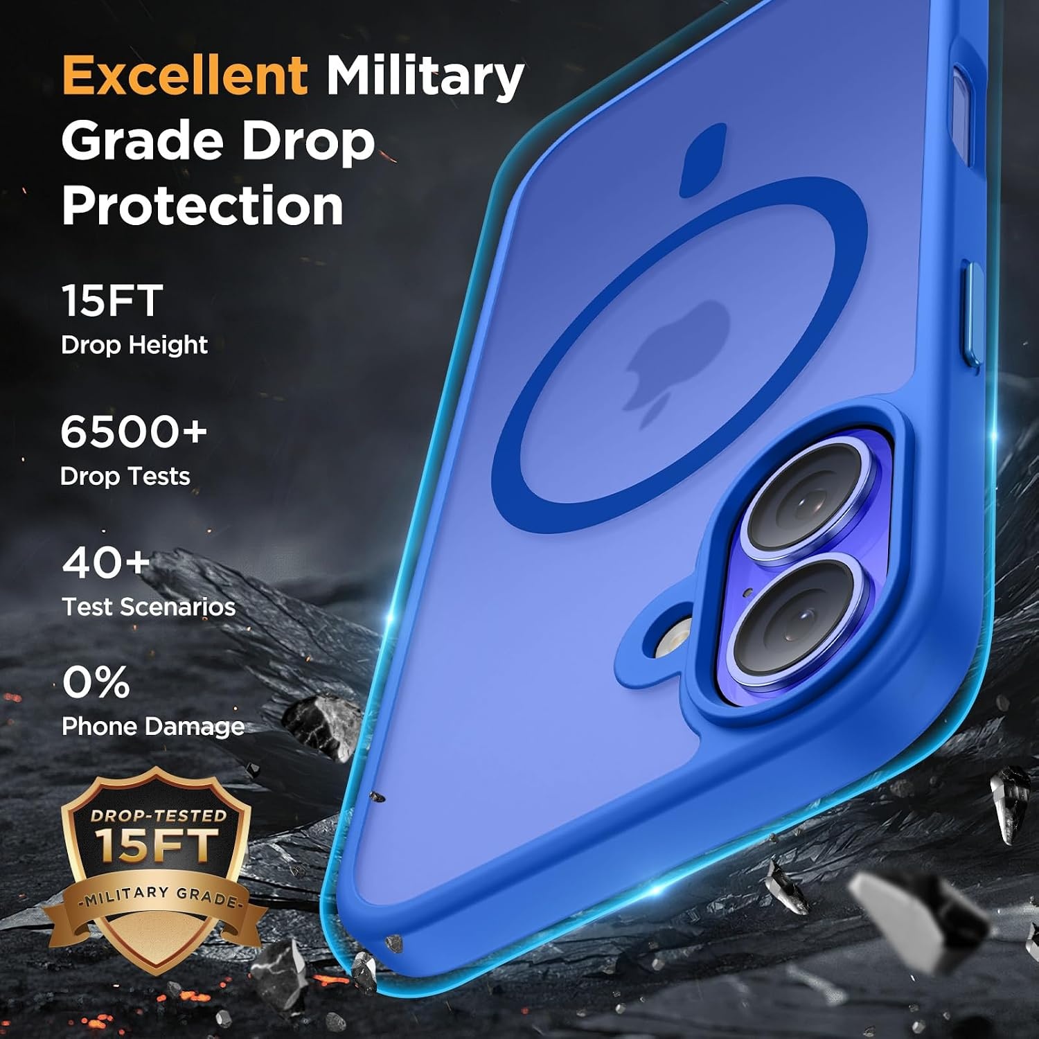 image:imageMiracase for iPhone 16 Pro Matte Series Case Magnetic OrangeSea Blue