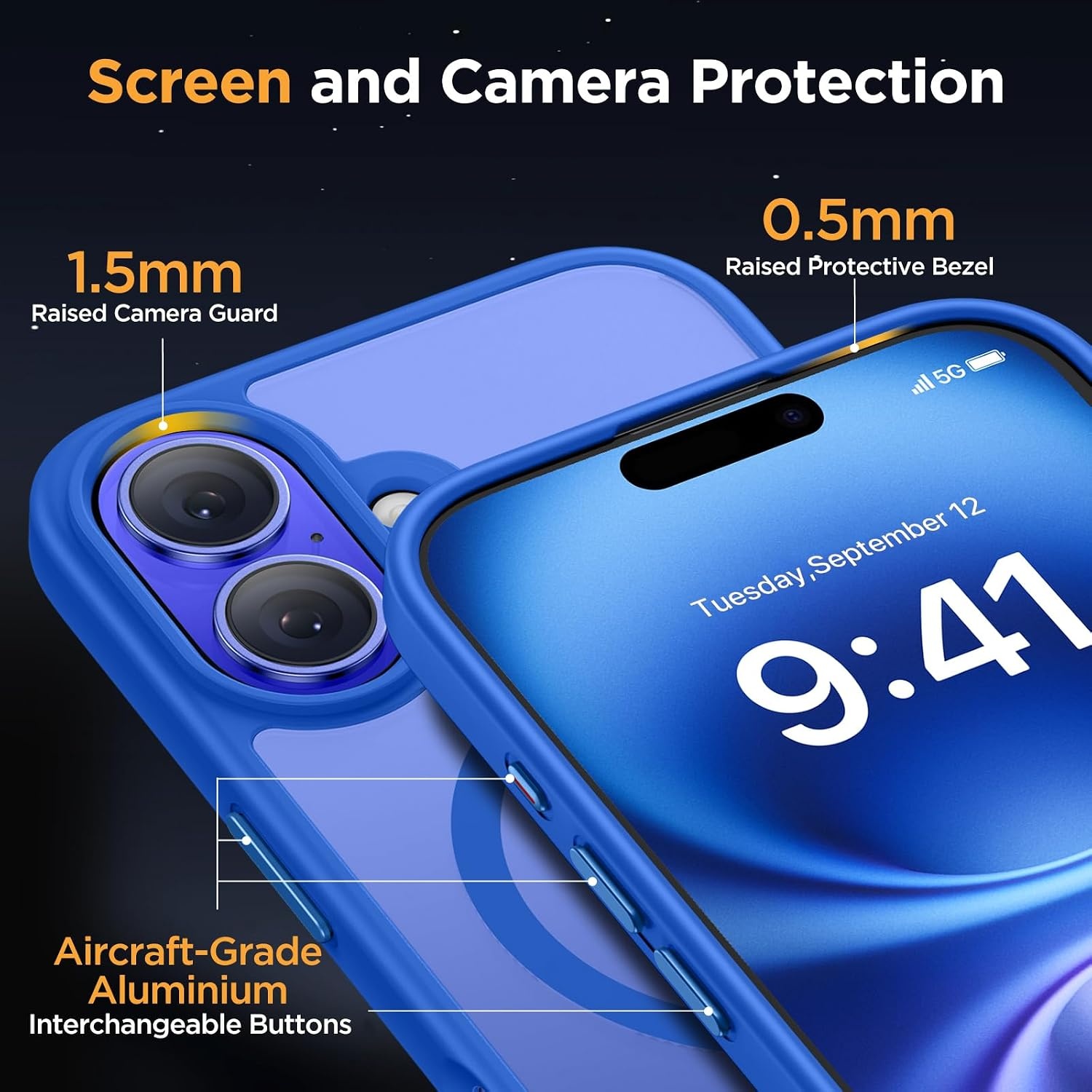image:imageMiracase for iPhone 16 Pro Matte Series Case Magnetic OrangeSea Blue