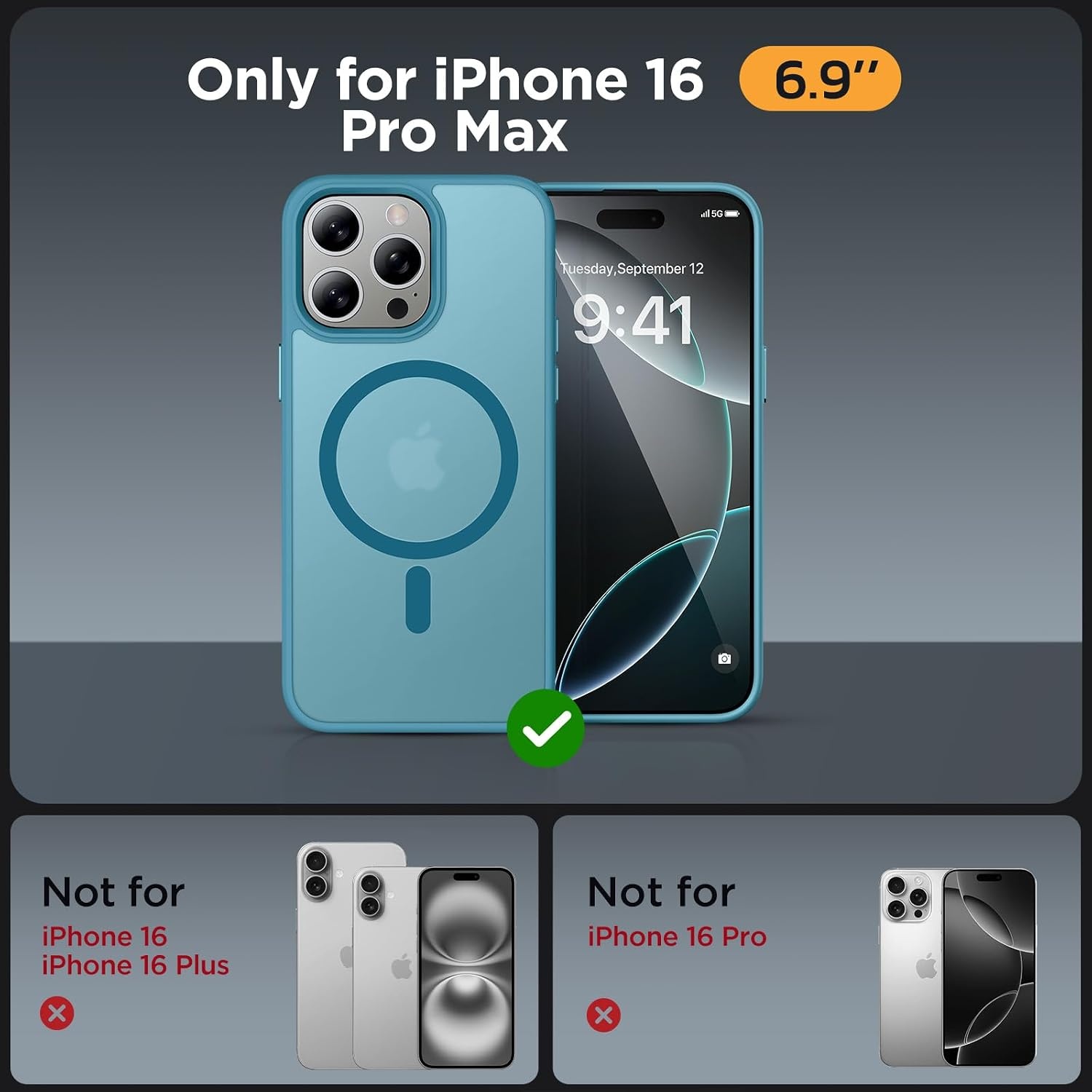image:imageMiracase for iPhone 16 Pro Matte Series Case Magnetic OrangeTeal