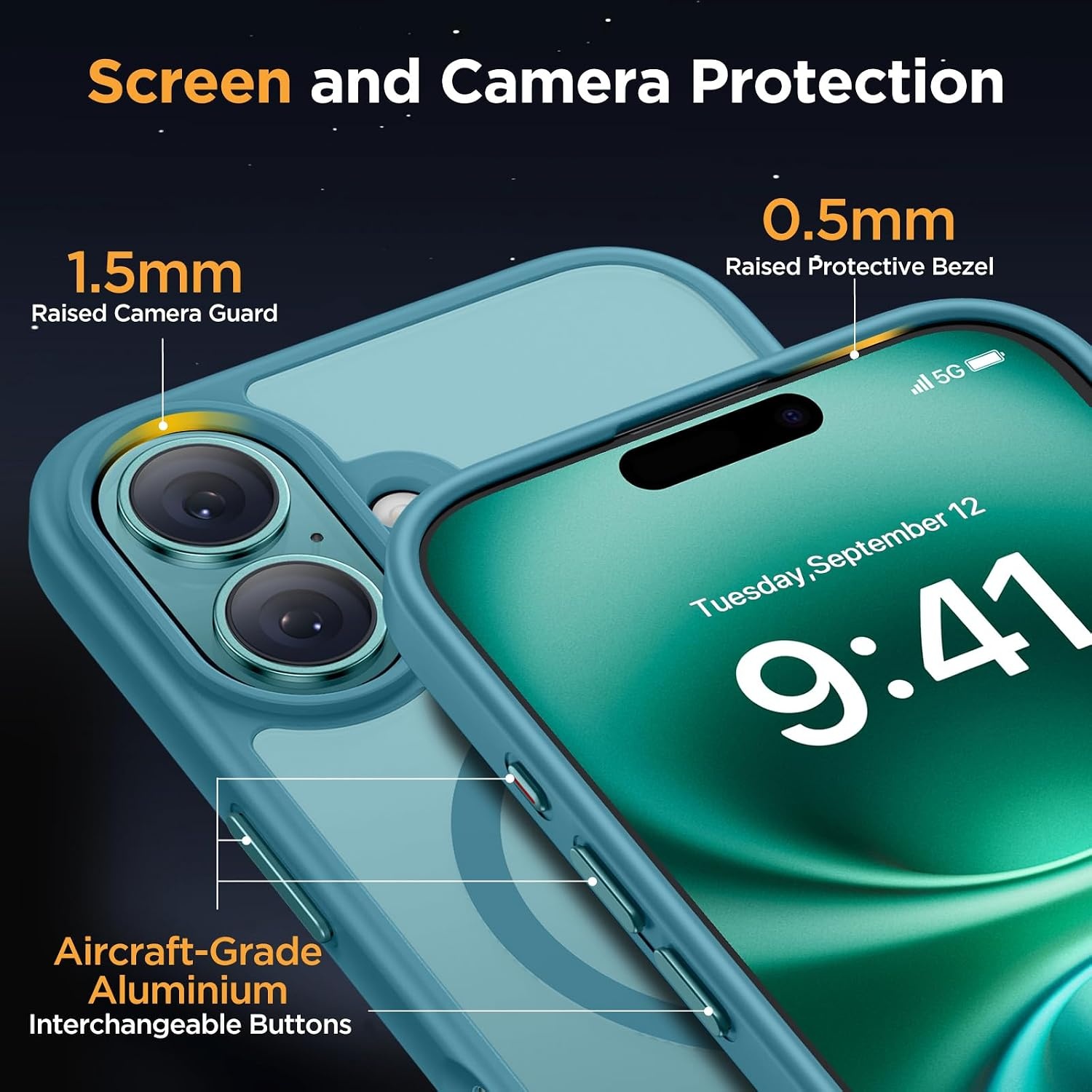 image:imageMiracase for iPhone 16 Pro Matte Series Case Magnetic OrangeTeal