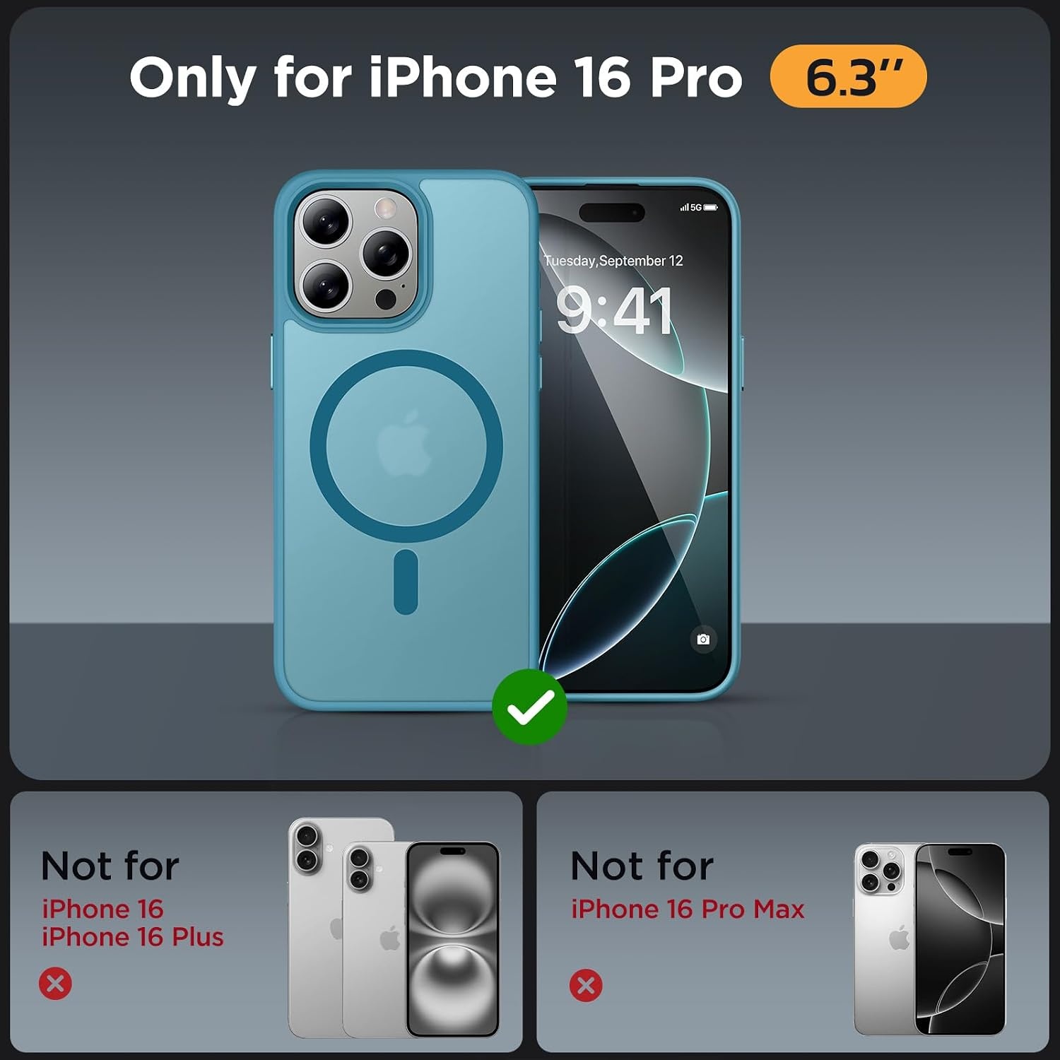 image:imageMiracase for iPhone 16 Pro Matte Series Case Magnetic OrangeTeal