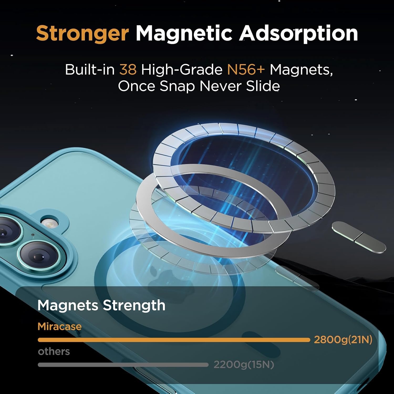 image:imageMiracase for iPhone 16 Pro Matte Series Case Magnetic OrangeTeal