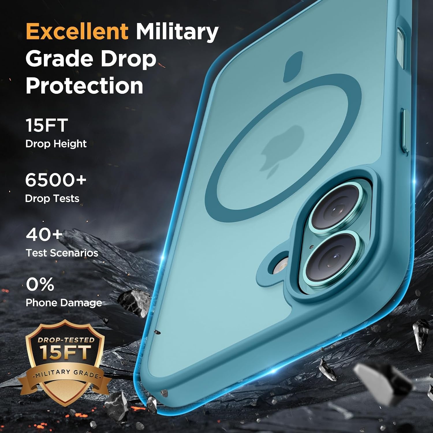 image:imageMiracase for iPhone 16 Pro Matte Series Case Magnetic OrangeTeal