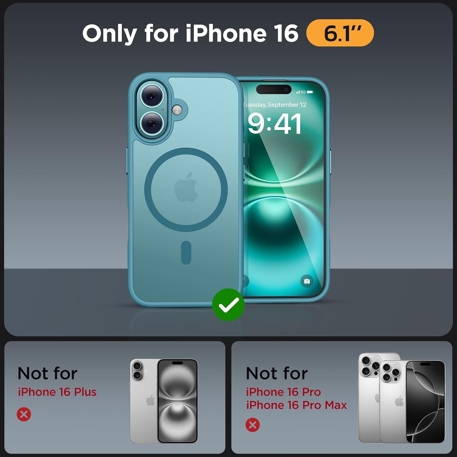 image:imageMiracase for iPhone 16 Pro Matte Series Case Magnetic OrangeTeal