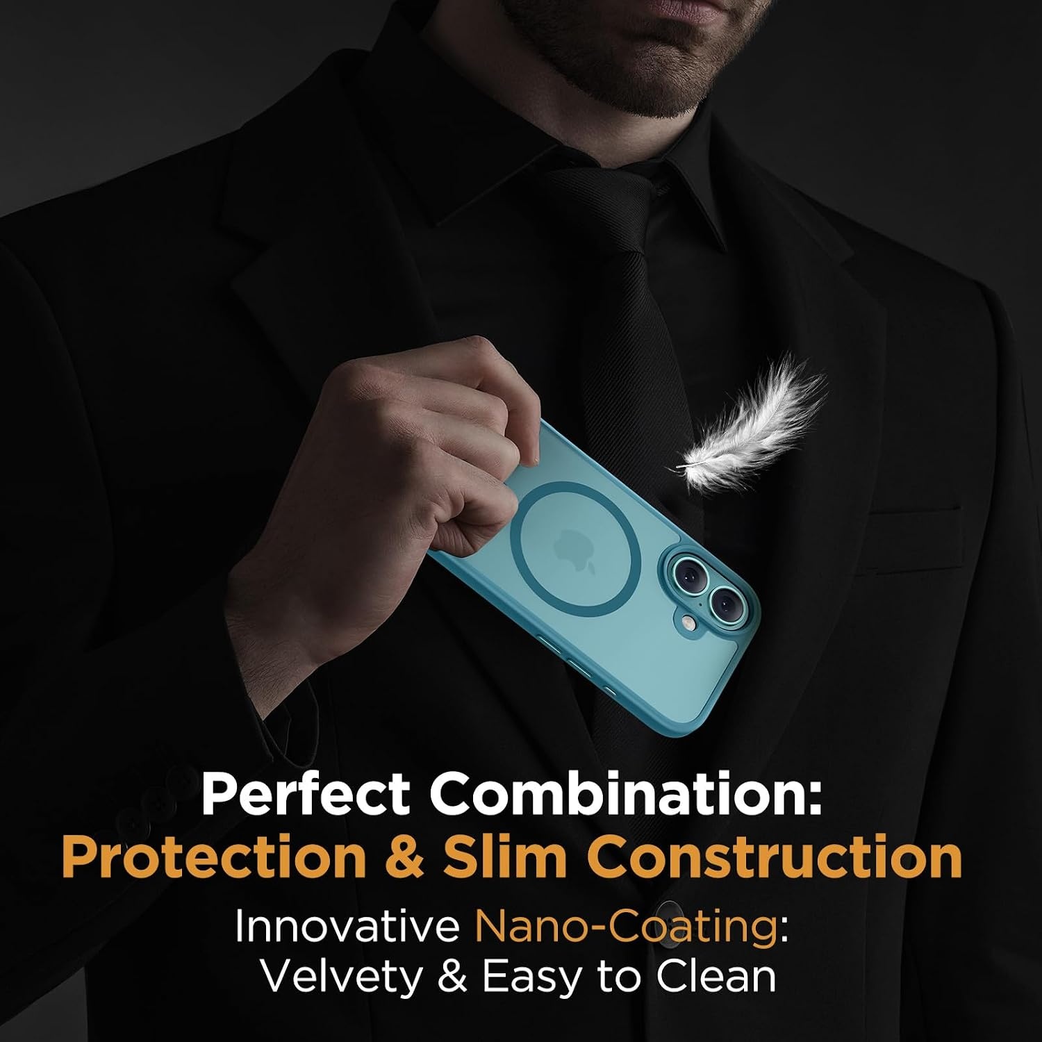 image:imageMiracase for iPhone 16 Pro Matte Series Case Magnetic OrangeTeal
