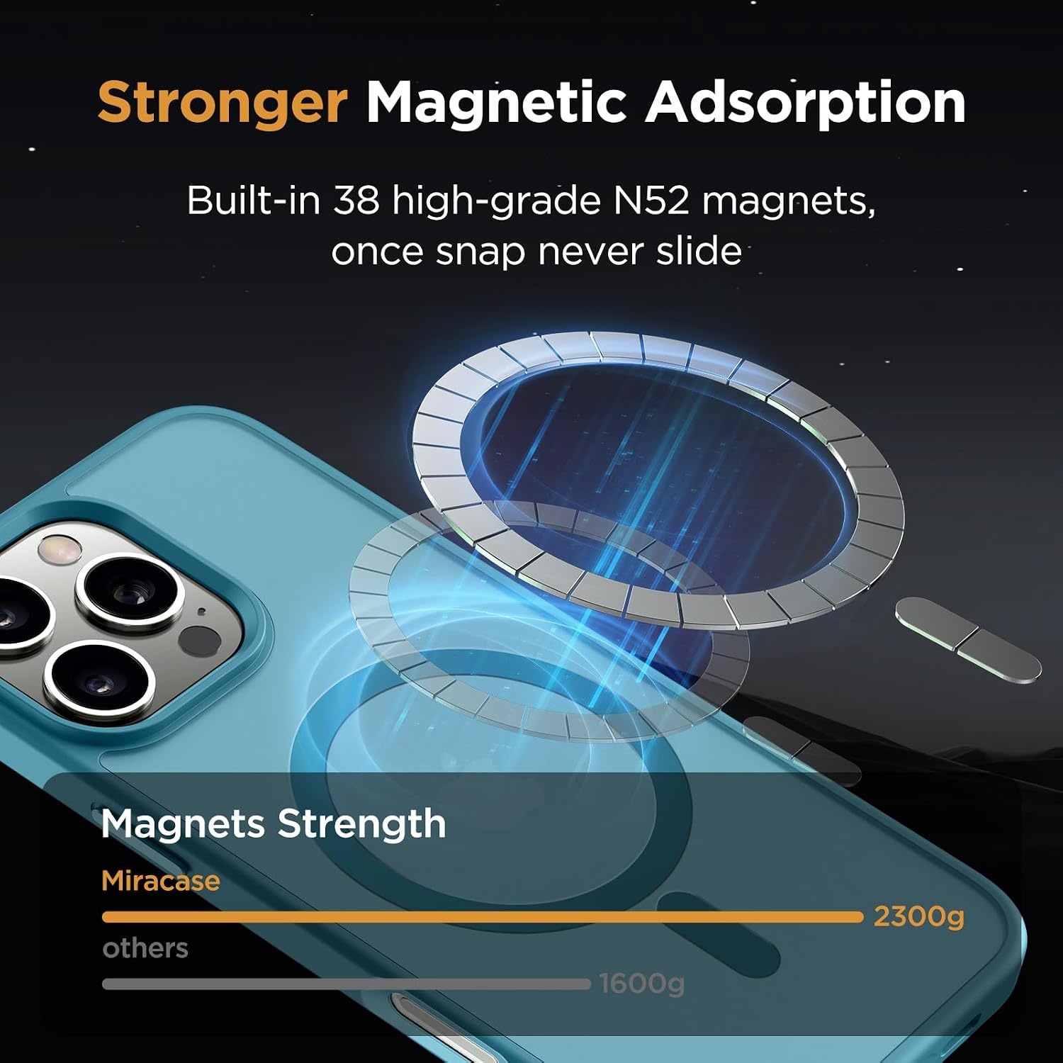 image:imageMiracase for iPhone 16 Pro Matte Series Case Magnetic OrangeTeal