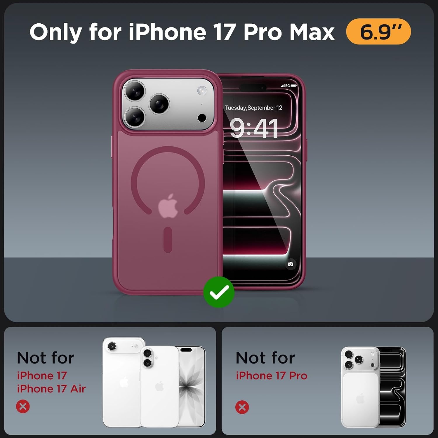 image:imageMiracase for iPhone 16 Pro Matte Series Case Magnetic OrangeWine Red