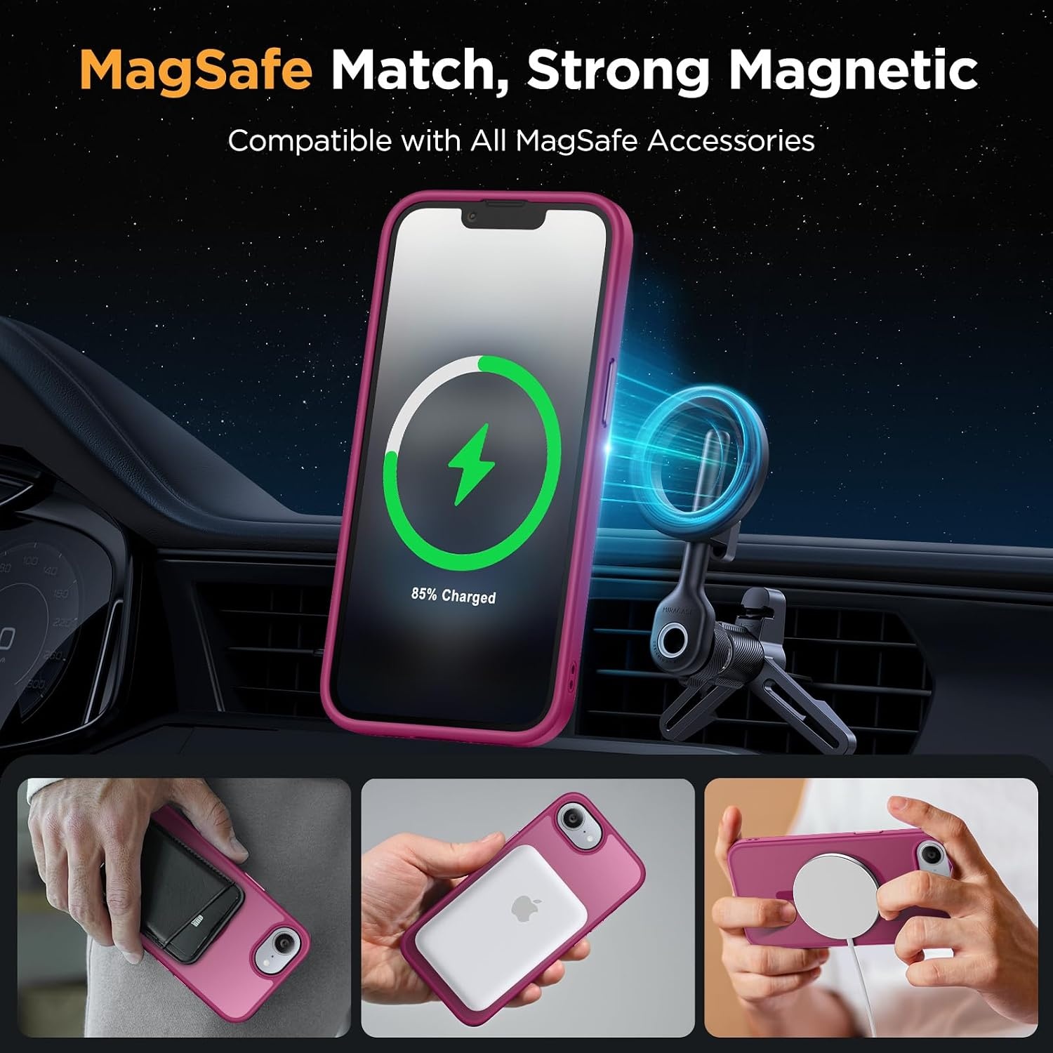 image:imageMiracase for iPhone 16 Pro Matte Series Case Magnetic OrangeWine Red