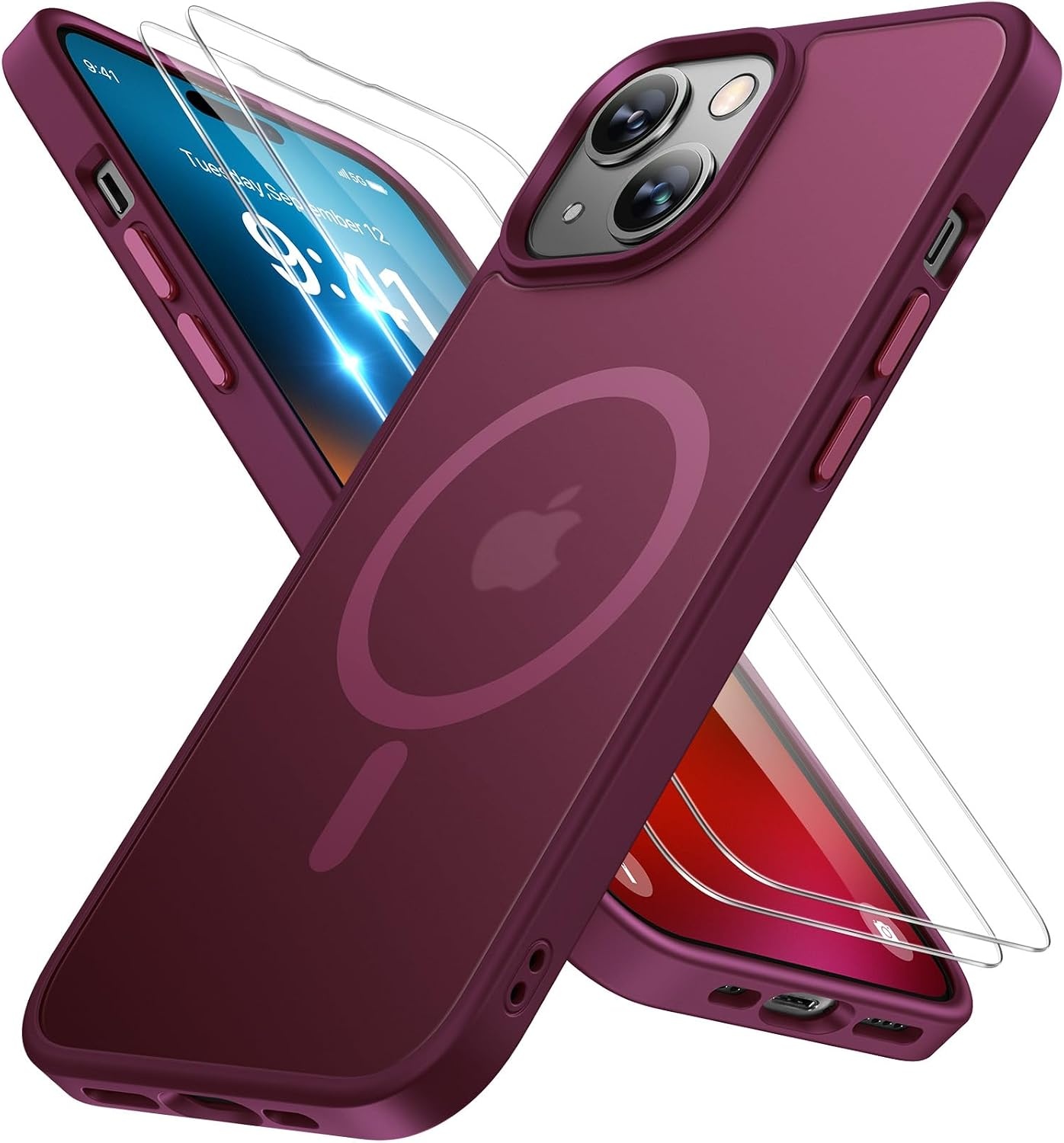 image:imageMiracase for iPhone 16 Pro Matte Series Case Magnetic OrangeWine Red