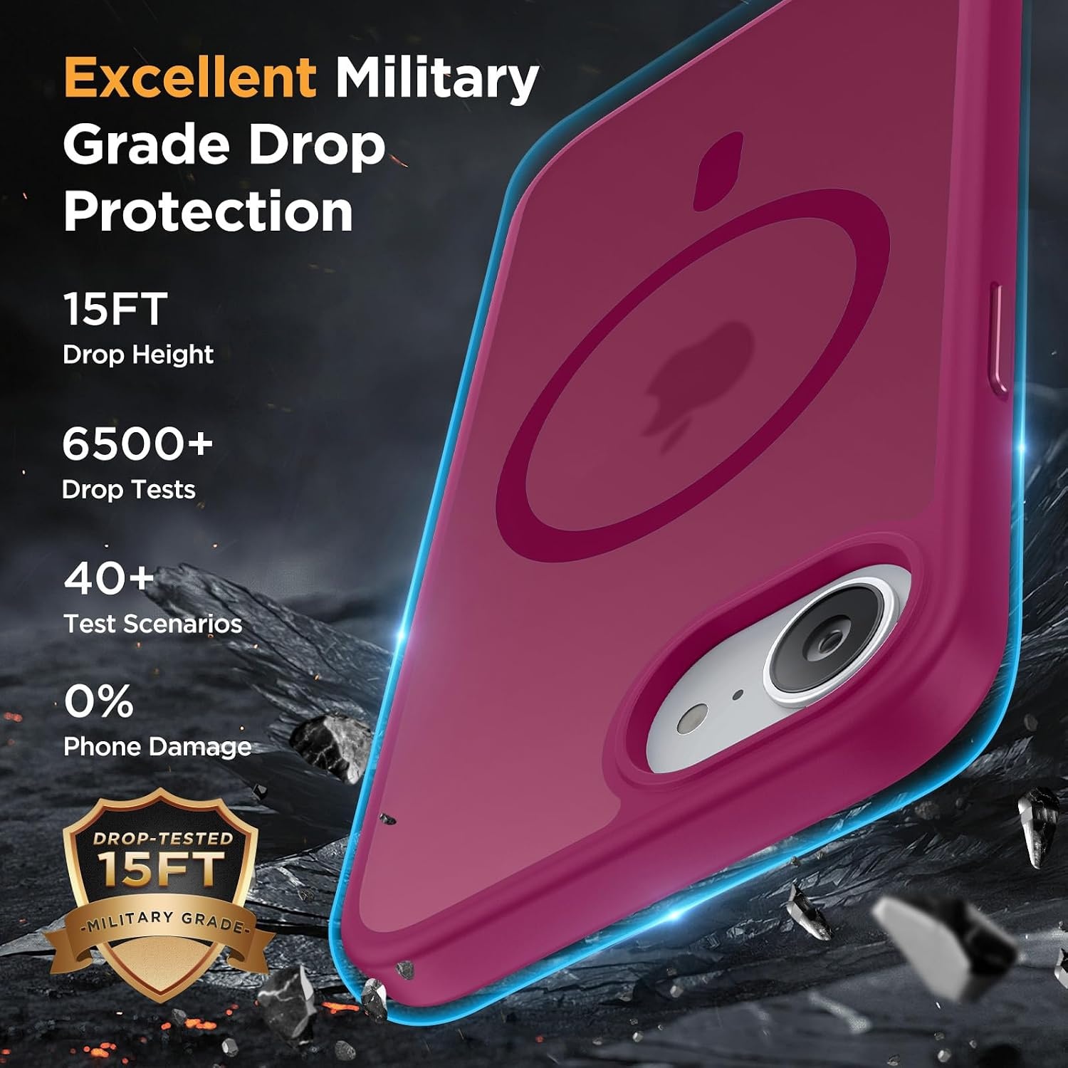 image:imageMiracase for iPhone 16 Pro Matte Series Case Magnetic OrangeWine Red