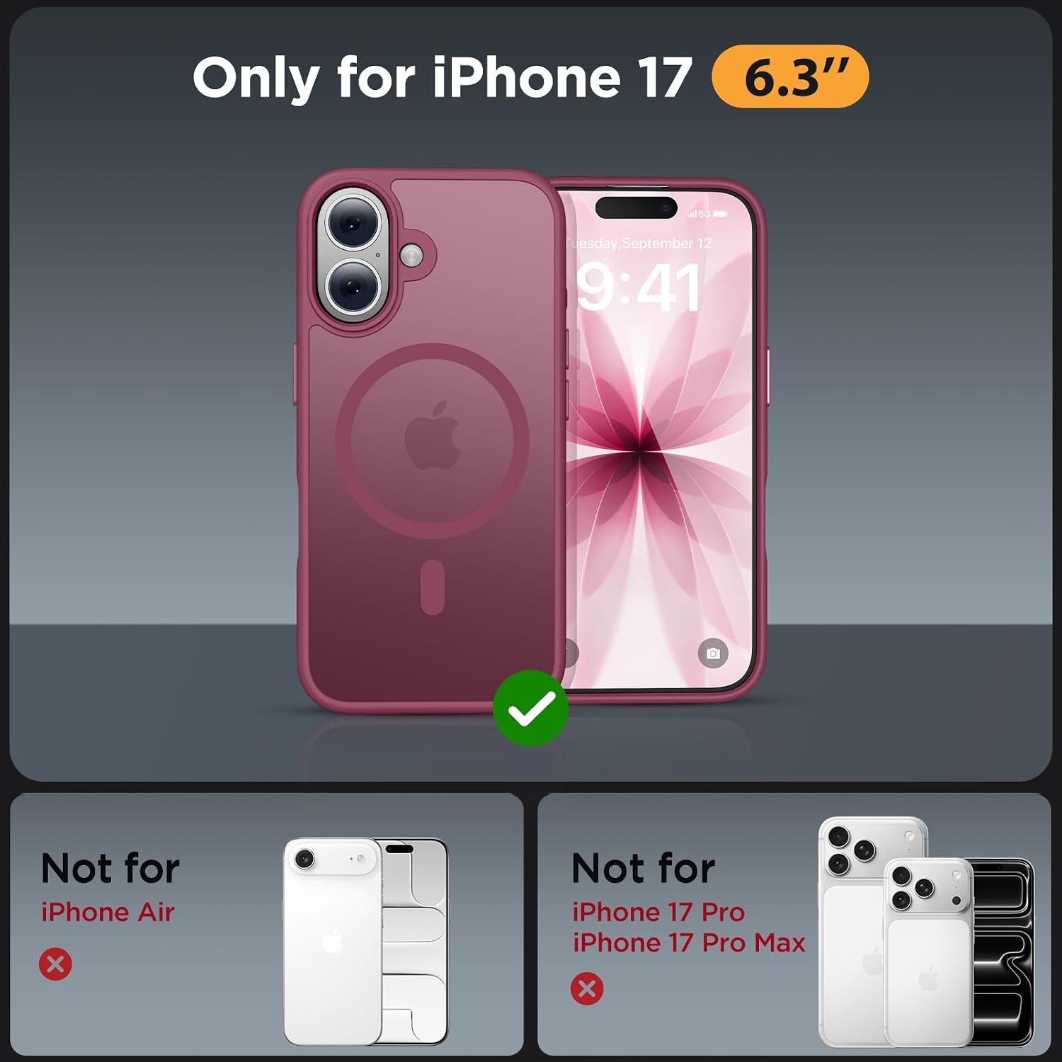 image:imageMiracase for iPhone 16 Pro Matte Series Case Magnetic OrangeWine Red