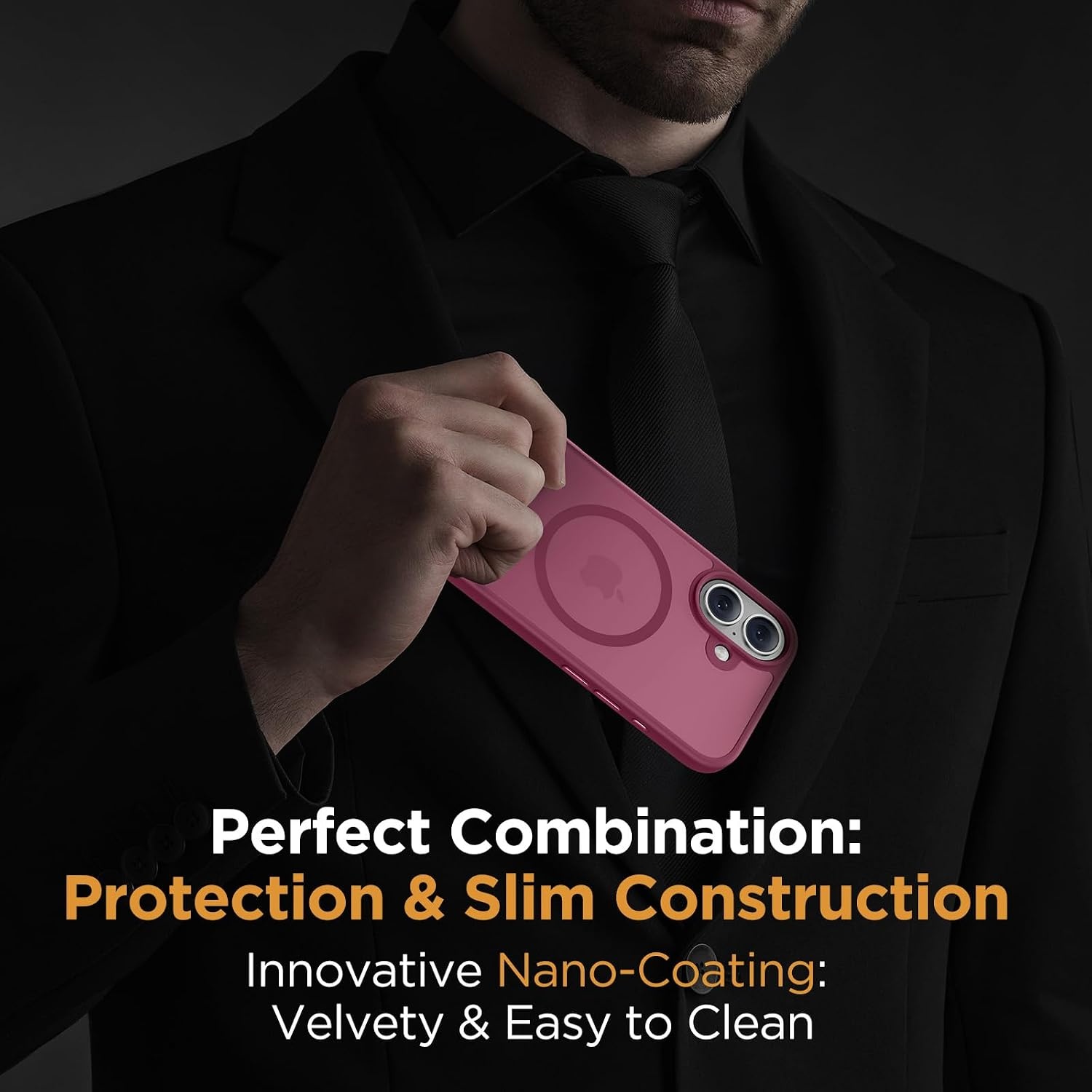 image:imageMiracase for iPhone 16 Pro Matte Series Case Magnetic OrangeWine Red