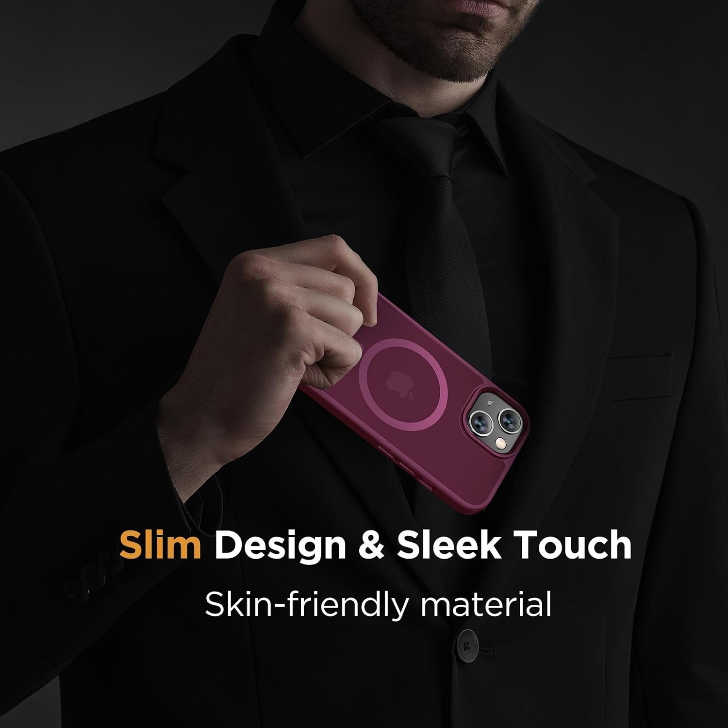 image:imageMiracase for iPhone 16 Pro Matte Series Case Magnetic OrangeWine Red