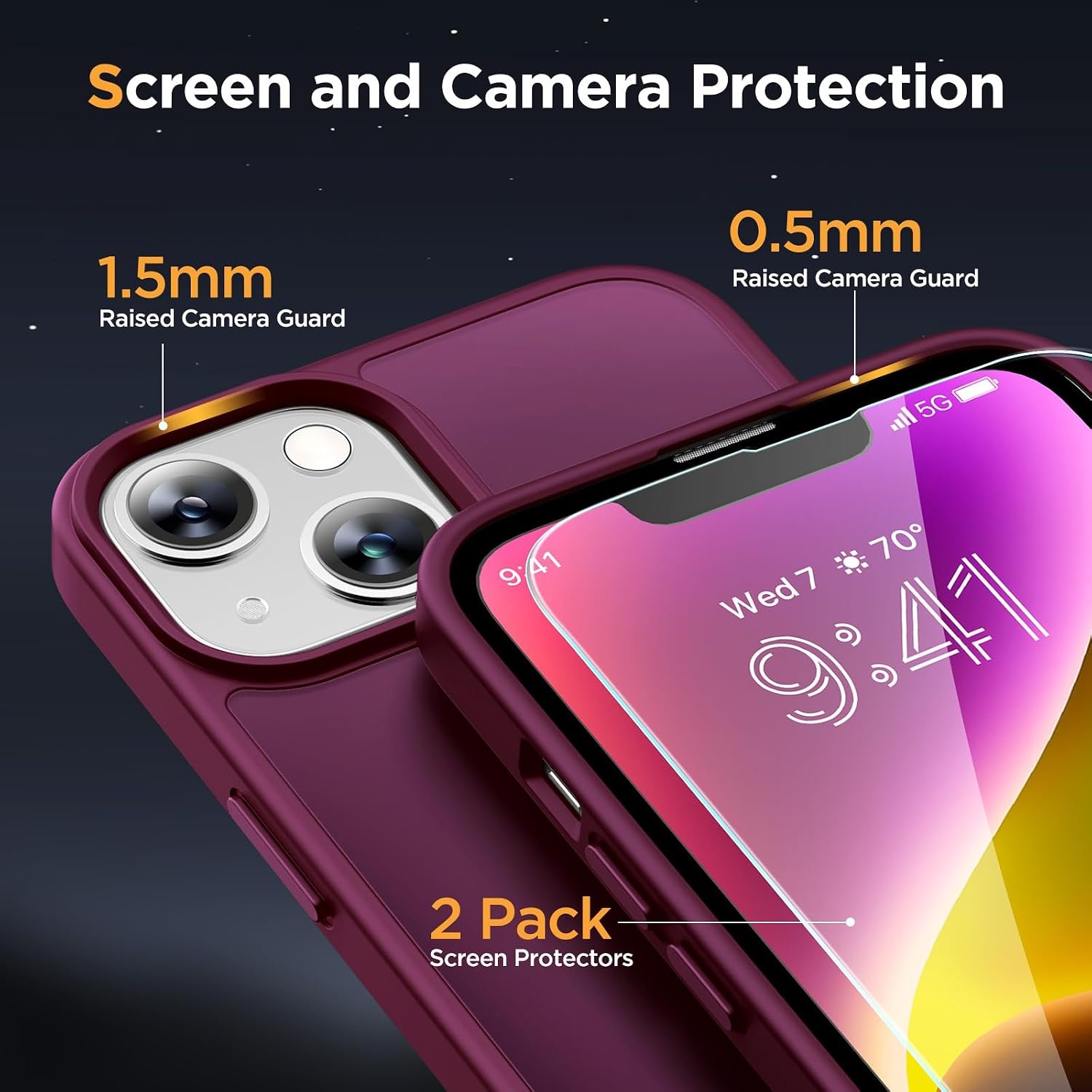 image:imageMiracase for iPhone 16 Pro Matte Series Case Magnetic OrangeWine Red
