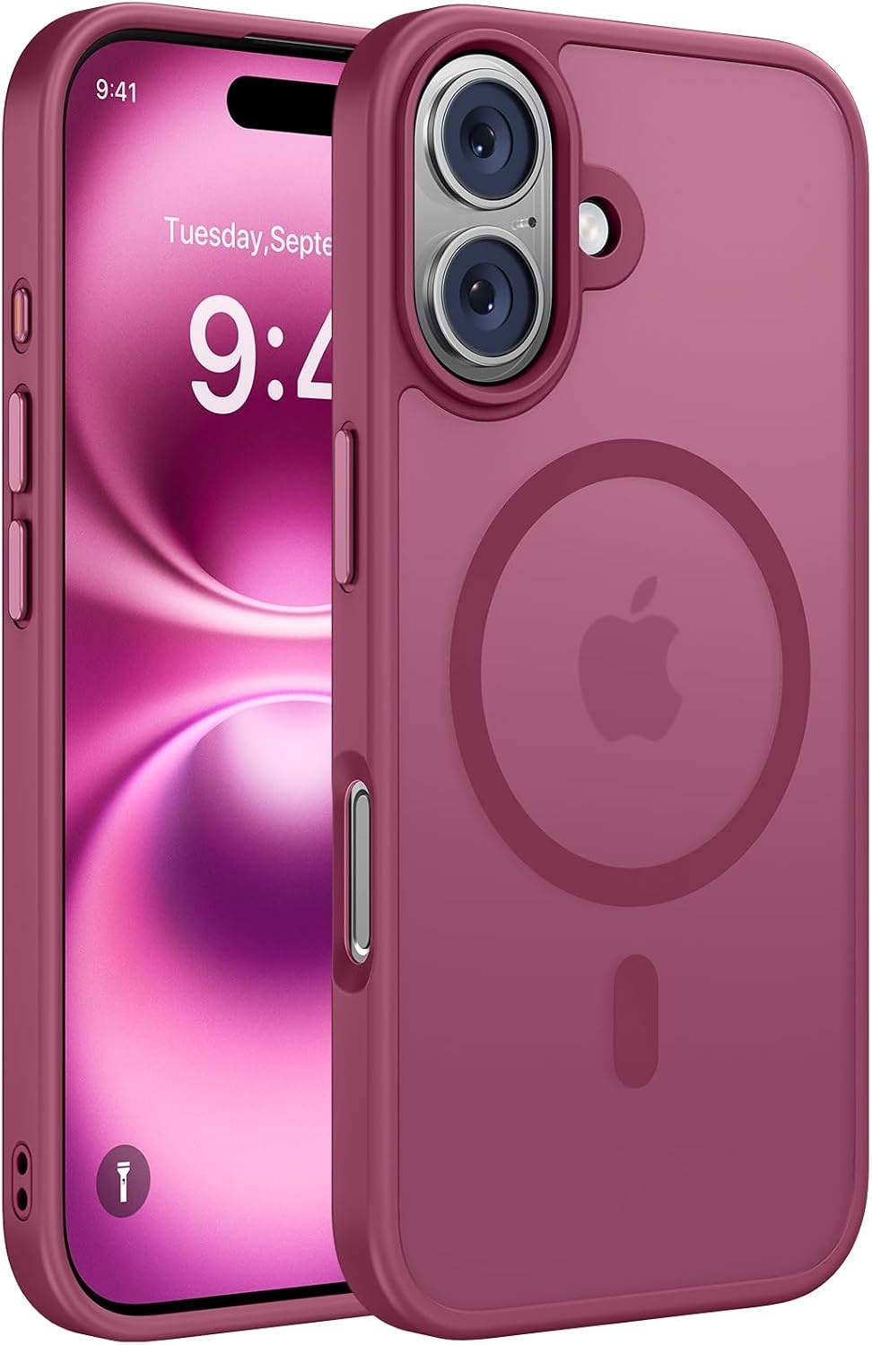 image:imageMiracase for iPhone 16 Pro Matte Series Case Magnetic OrangeWine Red