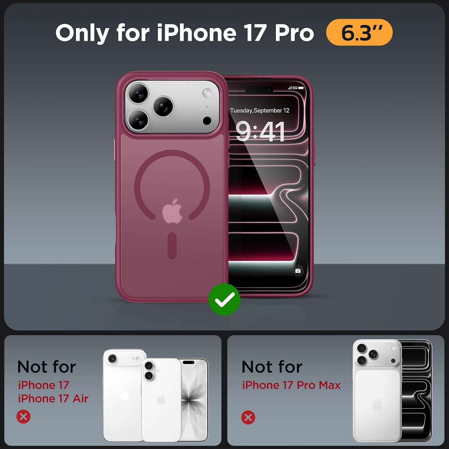 image:imageMiracase for iPhone 16 Pro Matte Series Case Magnetic OrangeWine Red