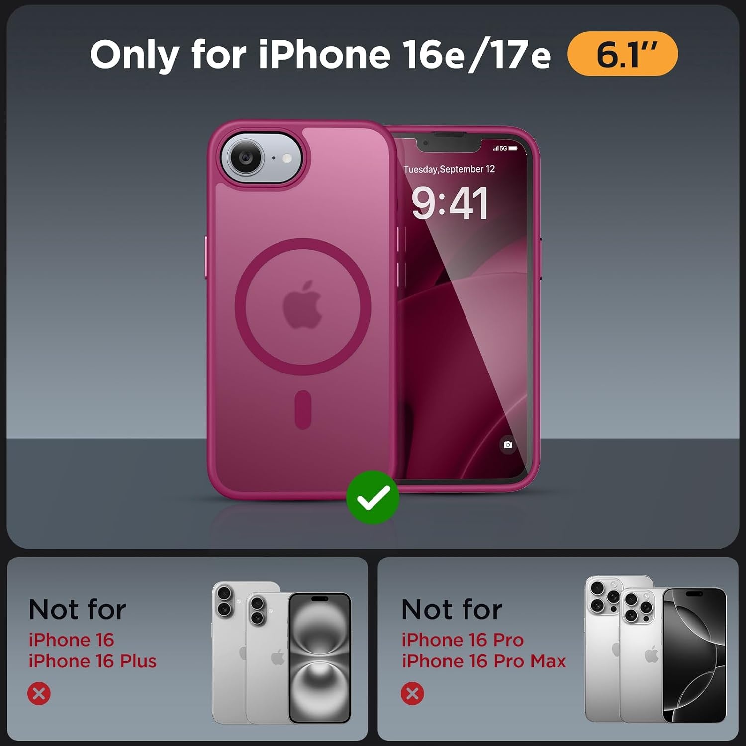 image:imageMiracase for iPhone 16 Pro Matte Series Case Magnetic OrangeWine Red