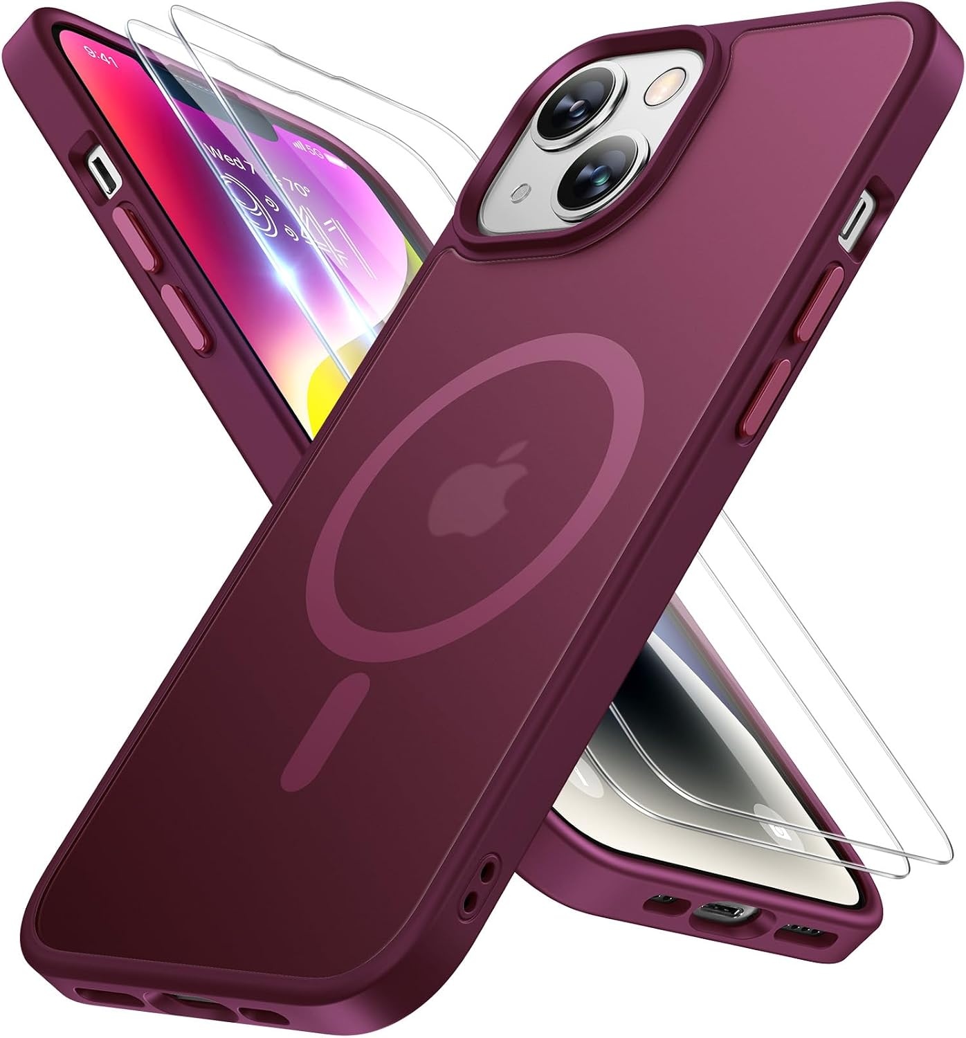 image:imageMiracase for iPhone 16 Pro Matte Series Case Magnetic OrangeWine Red