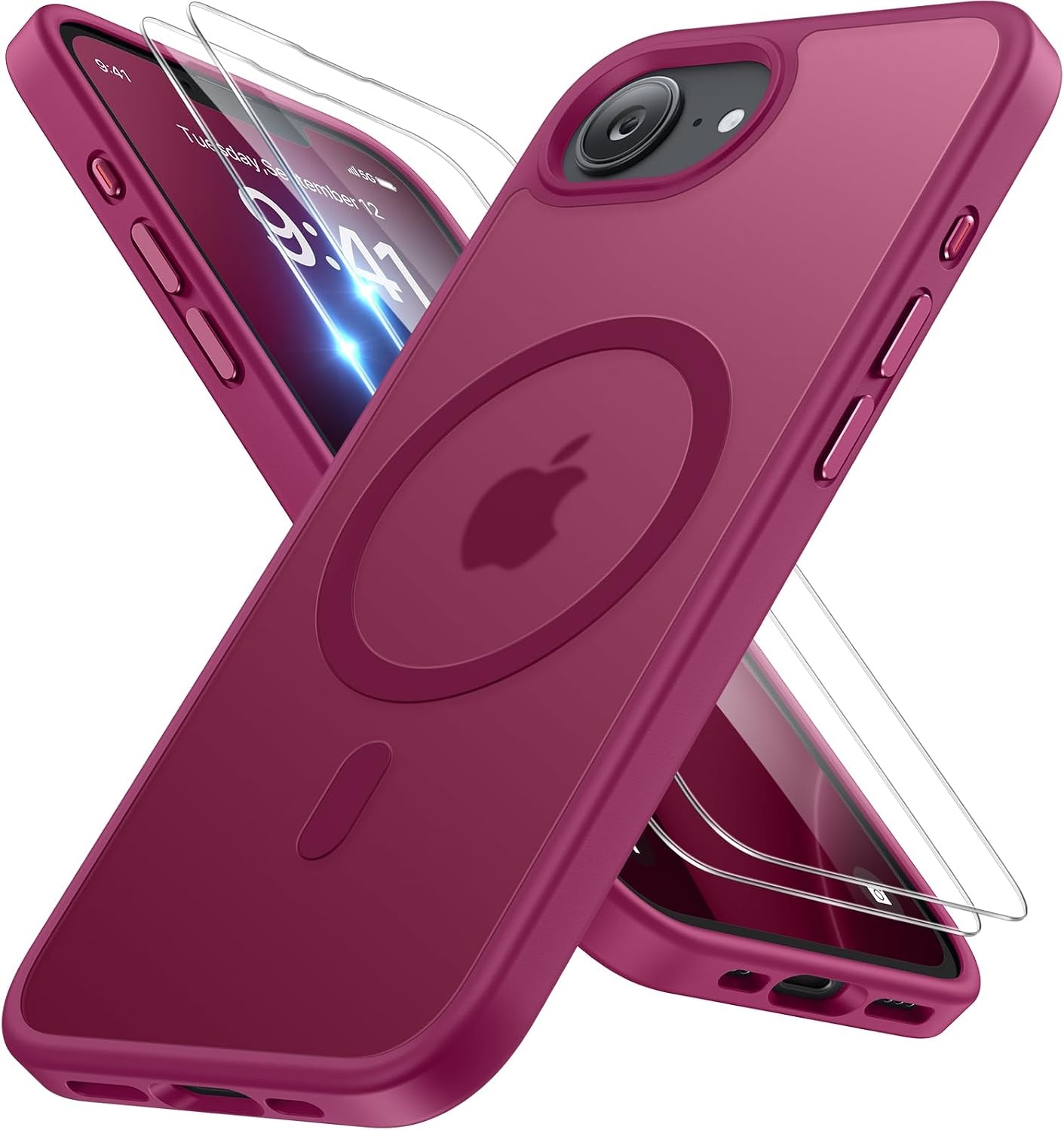 image:imageMiracase for iPhone 16 Pro Matte Series Case Magnetic OrangeWine Red
