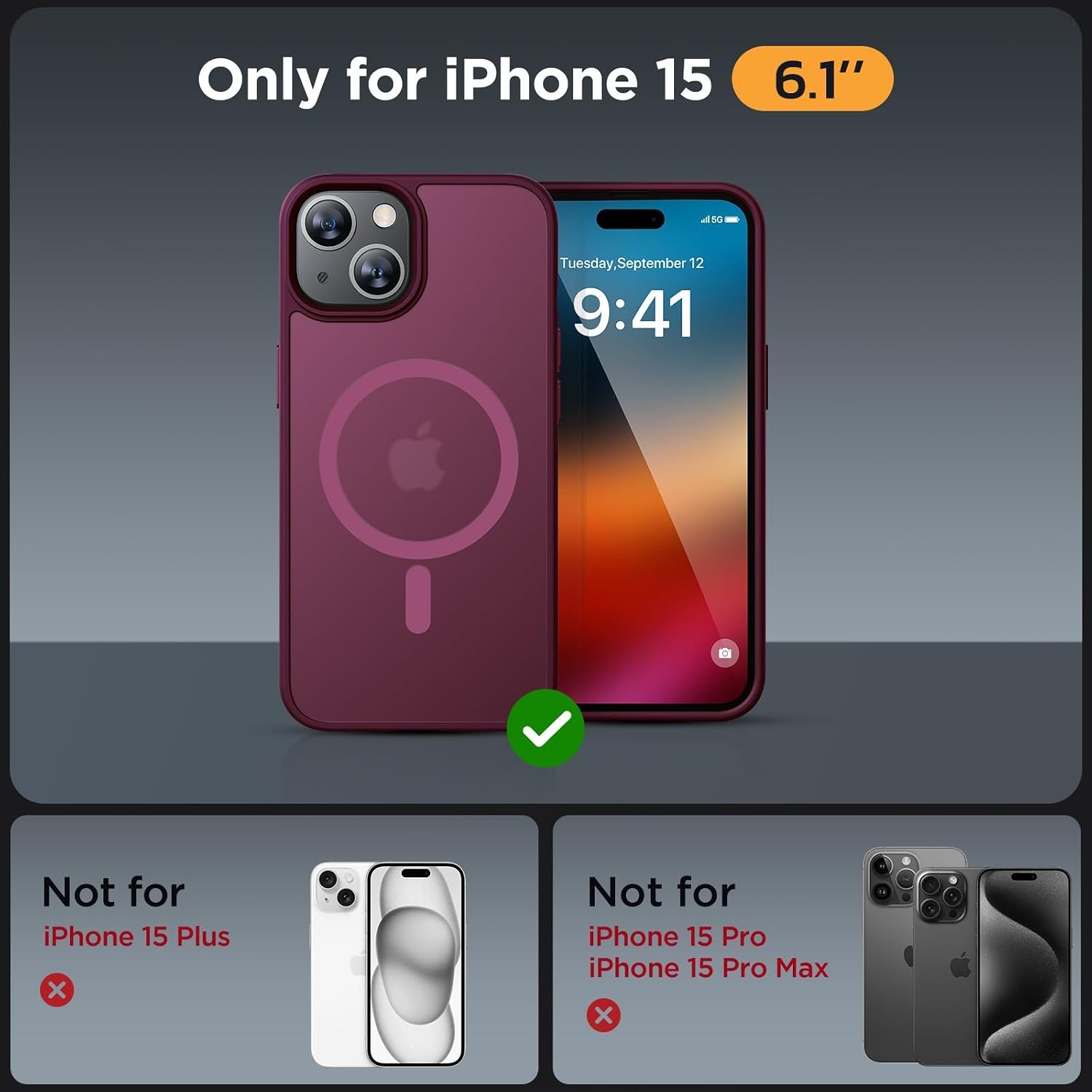 image:imageMiracase for iPhone 16 Pro Matte Series Case Magnetic OrangeWine Red