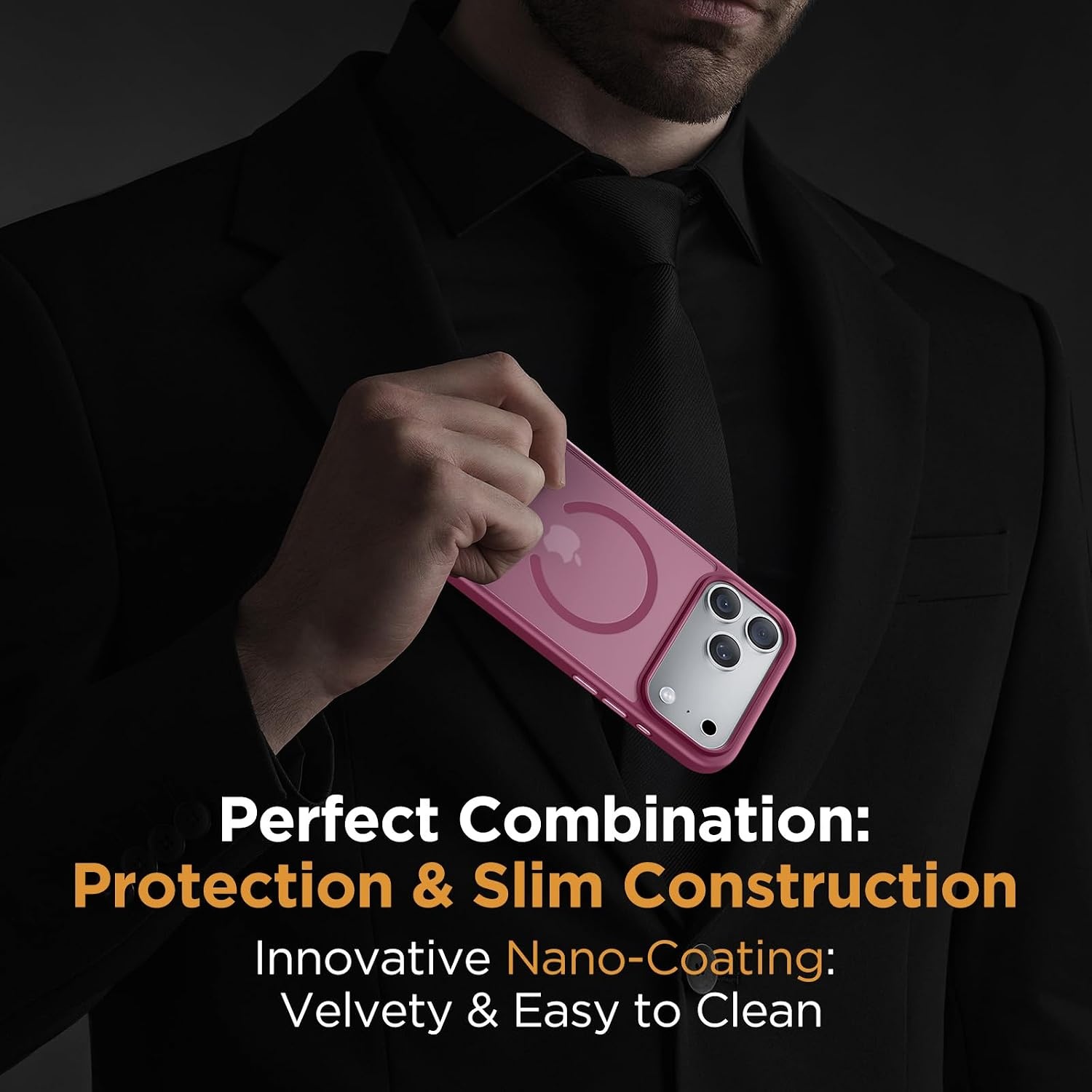 image:imageMiracase for iPhone 16 Pro Matte Series Case Magnetic OrangeWine Red