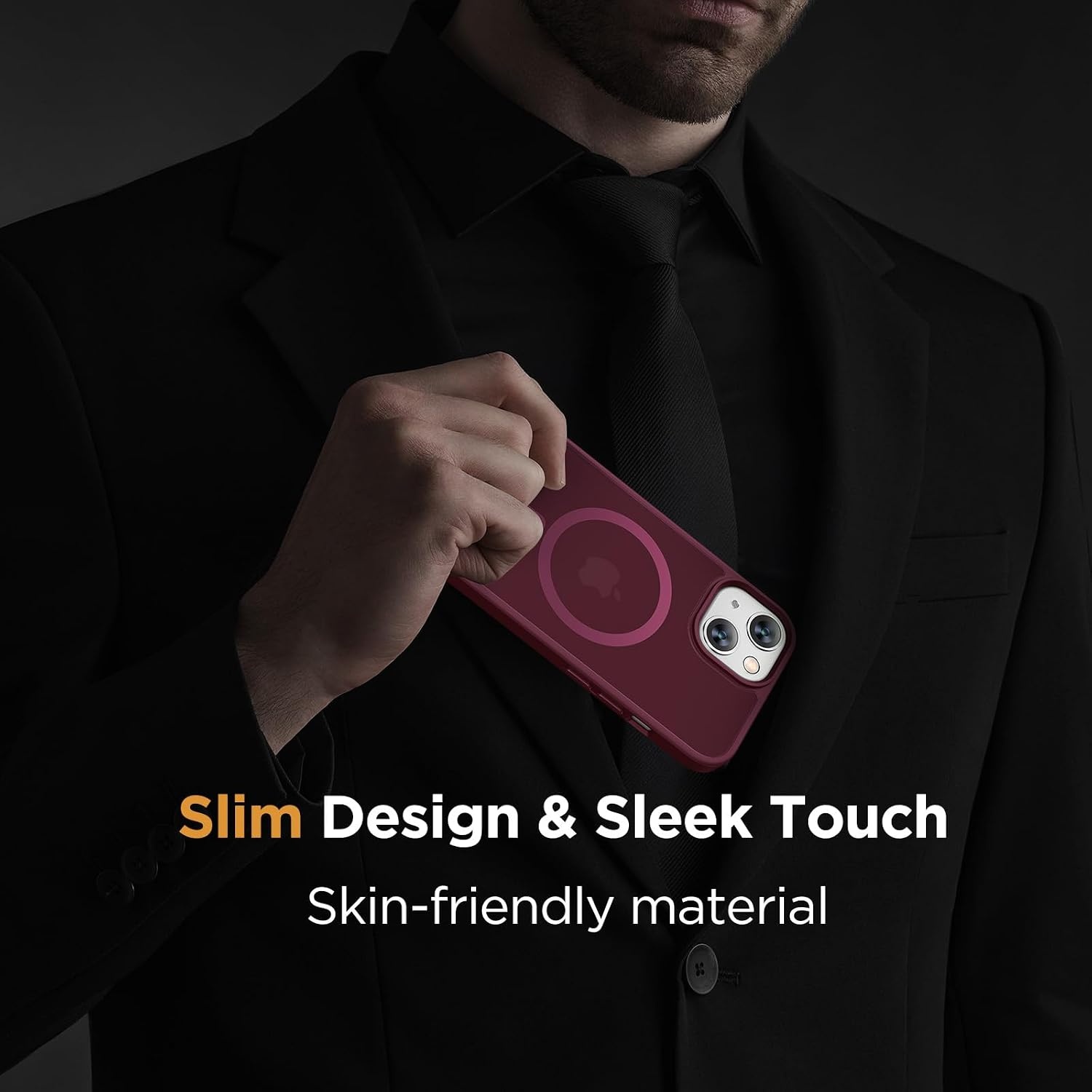 image:imageMiracase for iPhone 16 Pro Matte Series Case Magnetic OrangeWine Red