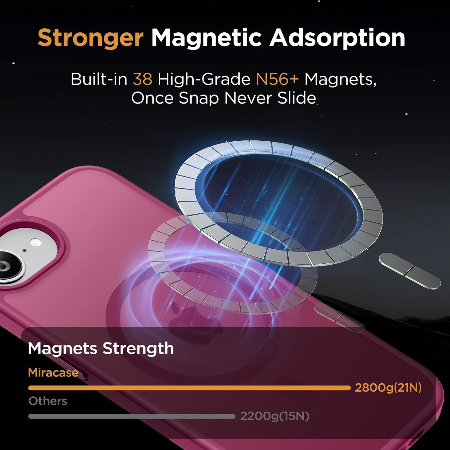 image:imageMiracase for iPhone 16 Pro Matte Series Case Magnetic OrangeWine Red