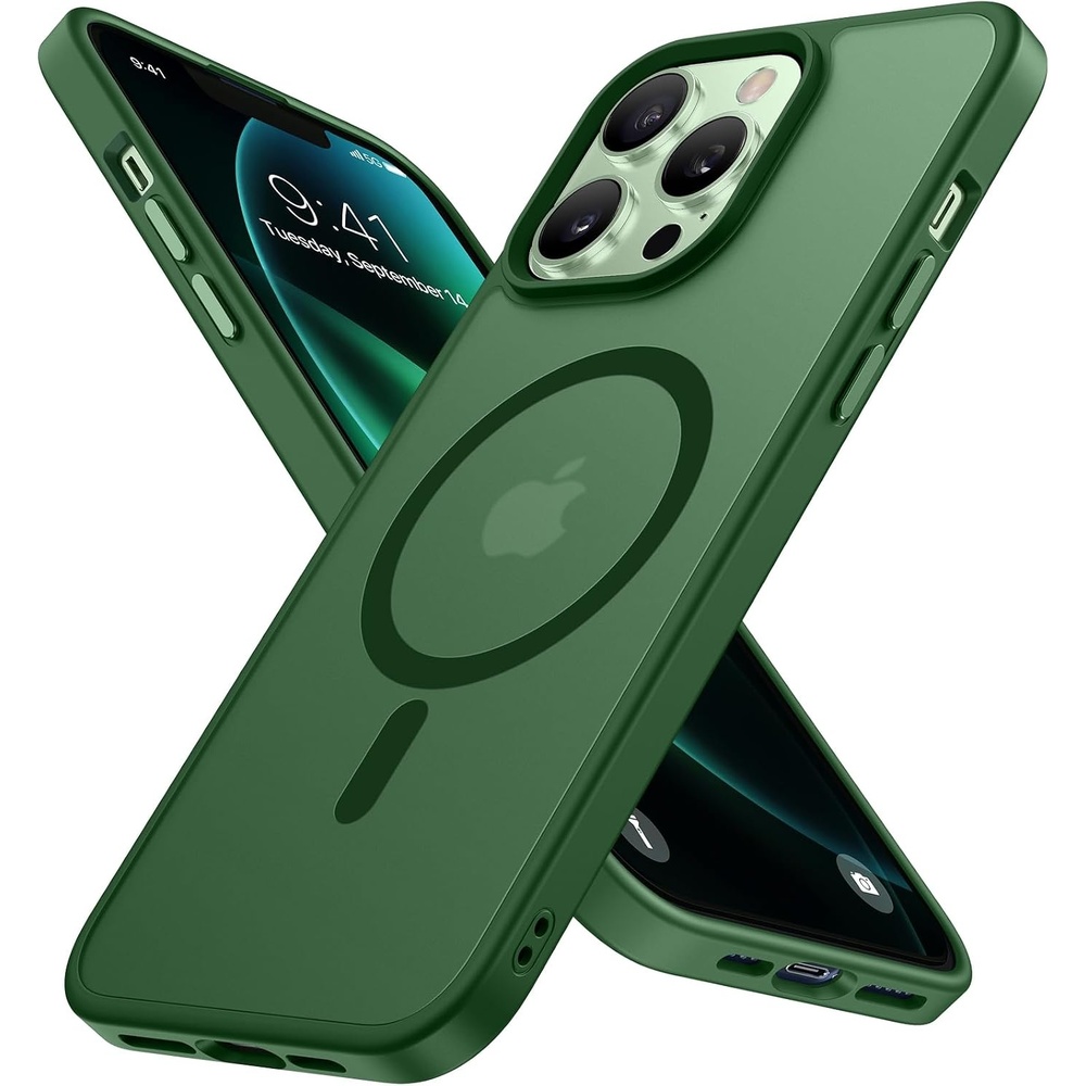 image:imageMiracase for iPhone 16 Pro Matte Series Case Magnetic OrangeDark Green