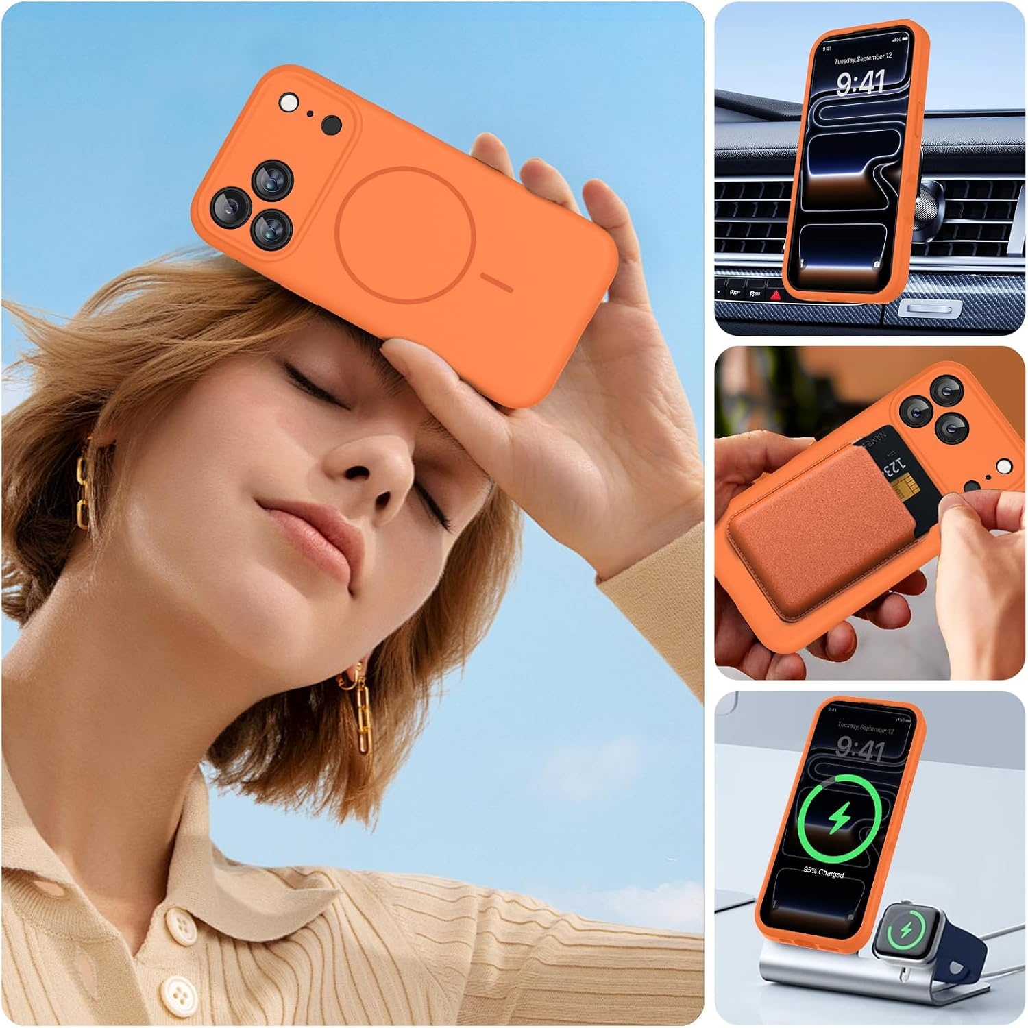 image:imageMiracase Silicone amp Magnetic for iPhone 17 Pro Max Case Sunset Orange