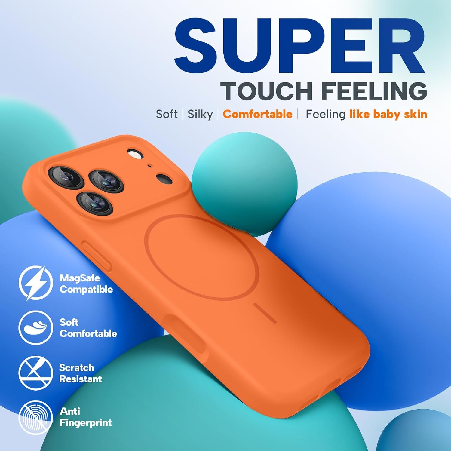 image:imageMiracase Silicone amp Magnetic for iPhone 17 Pro Max Case Sunset Orange