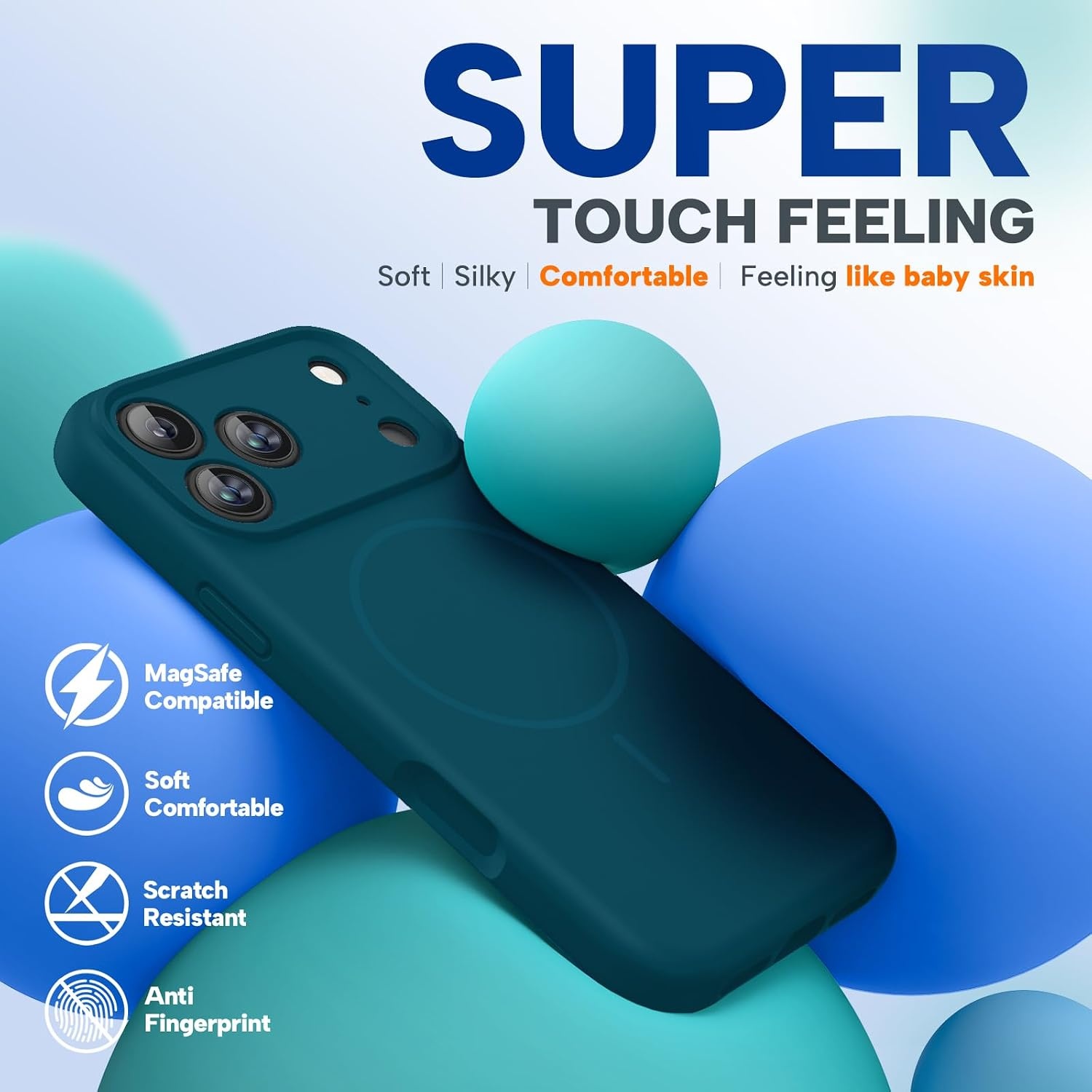image:imageMiracase Silicone amp Magnetic for iPhone 17 Pro Max Case Teal