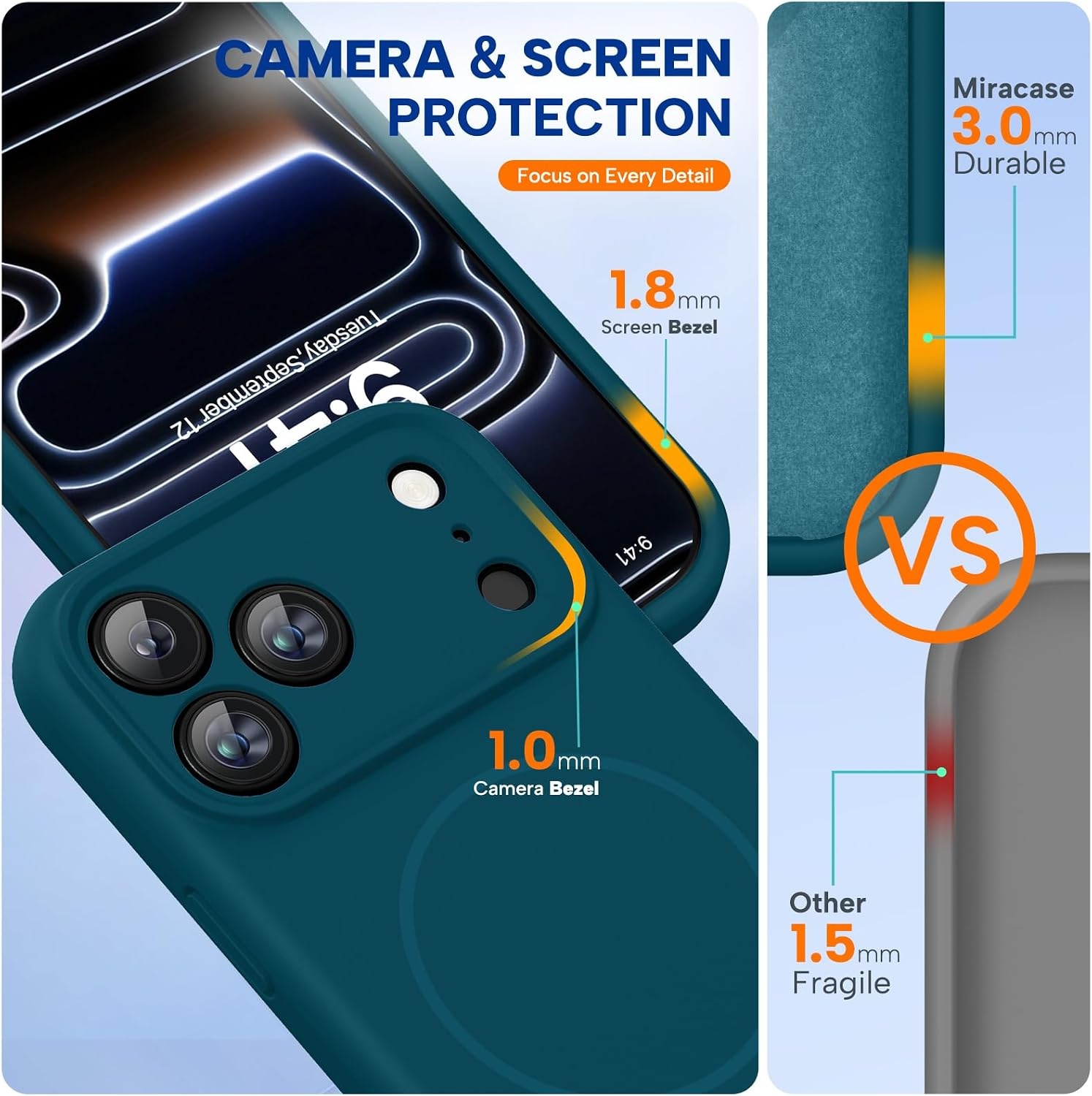 image:imageMiracase Silicone amp Magnetic for iPhone 17 Pro Max Case Teal