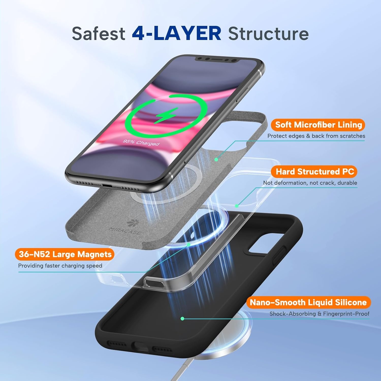 image:imageMiracase Silicone amp Magnetic for iPhone 11 Phone Case Dark Black