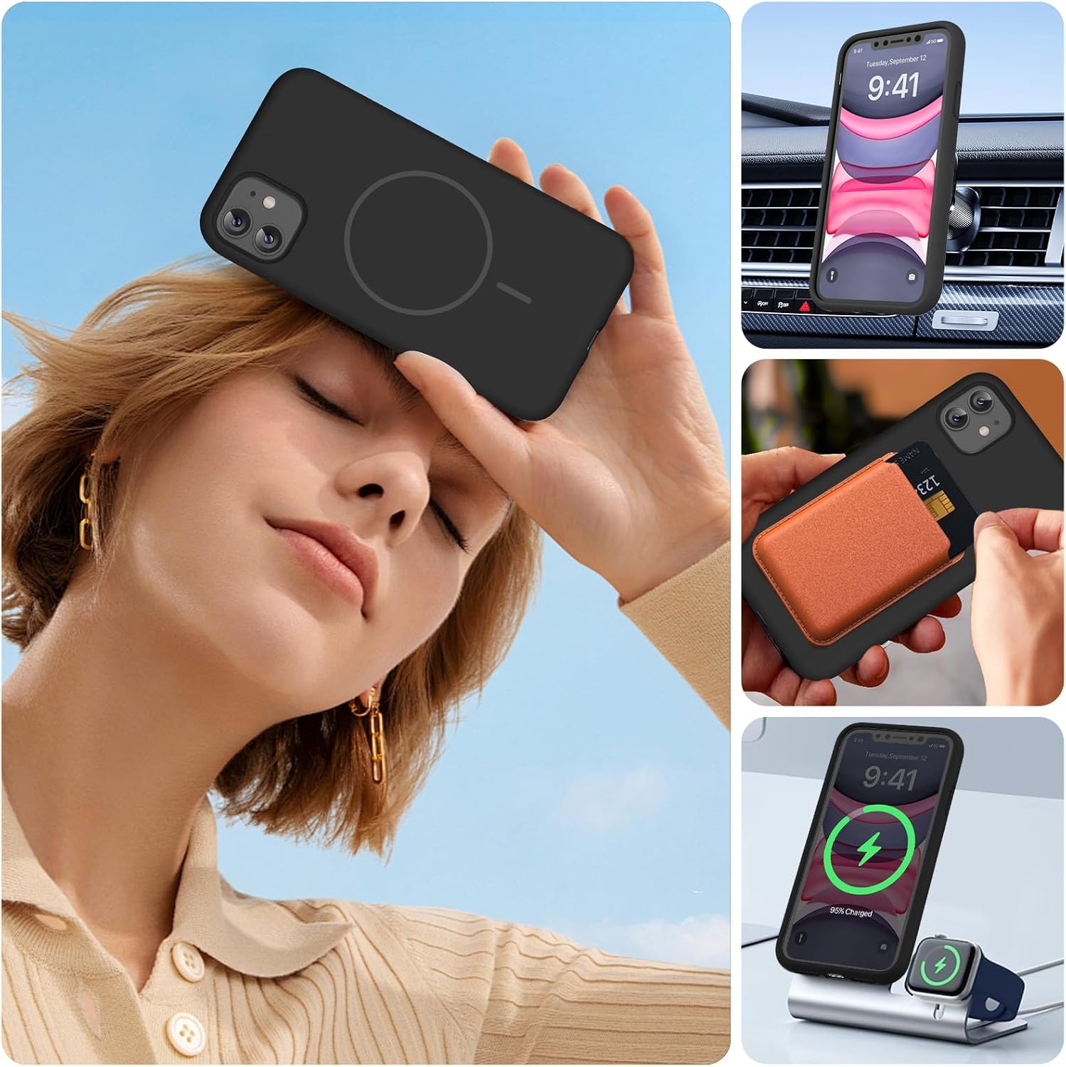 image:imageMiracase Silicone amp Magnetic for iPhone 11 Phone Case Dark Black
