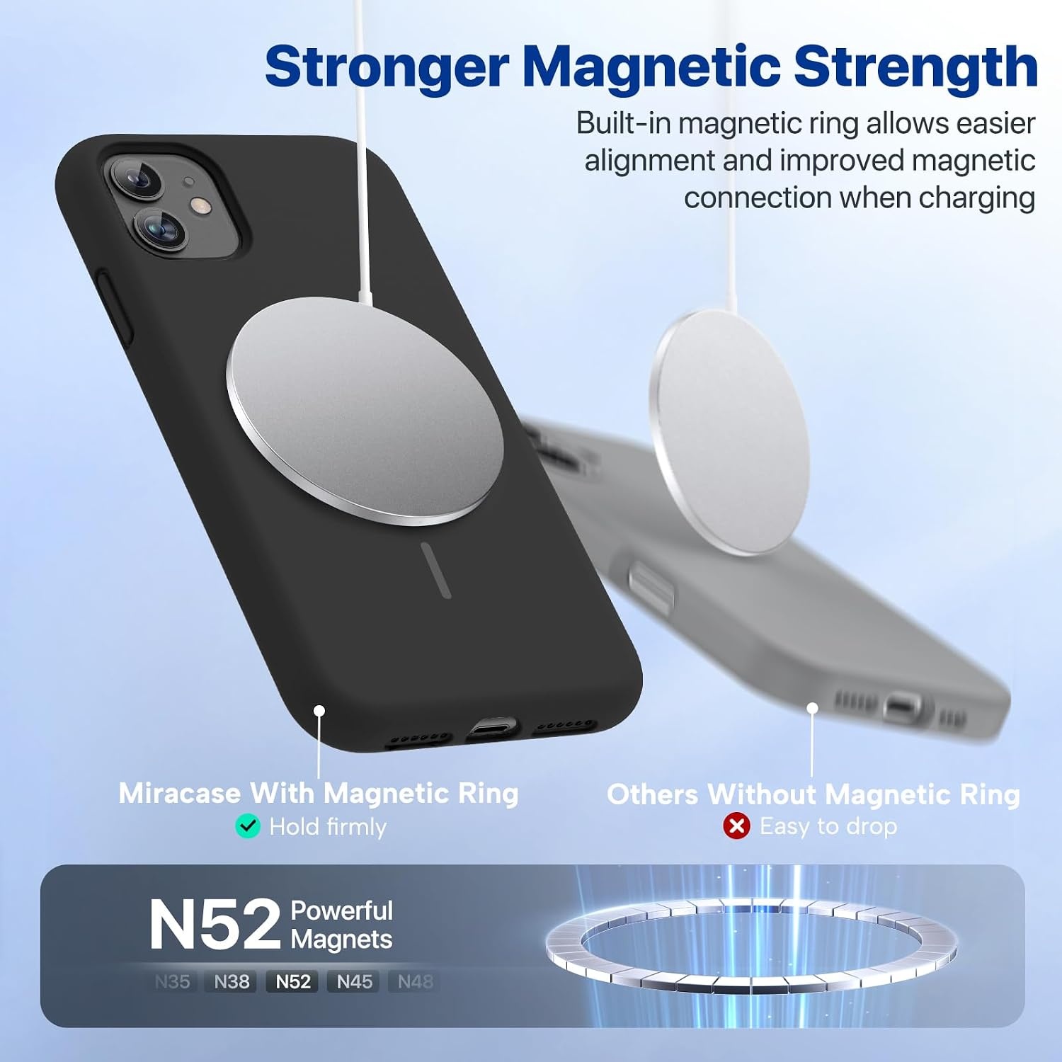 image:imageMiracase Silicone amp Magnetic for iPhone 11 Phone Case Dark Black