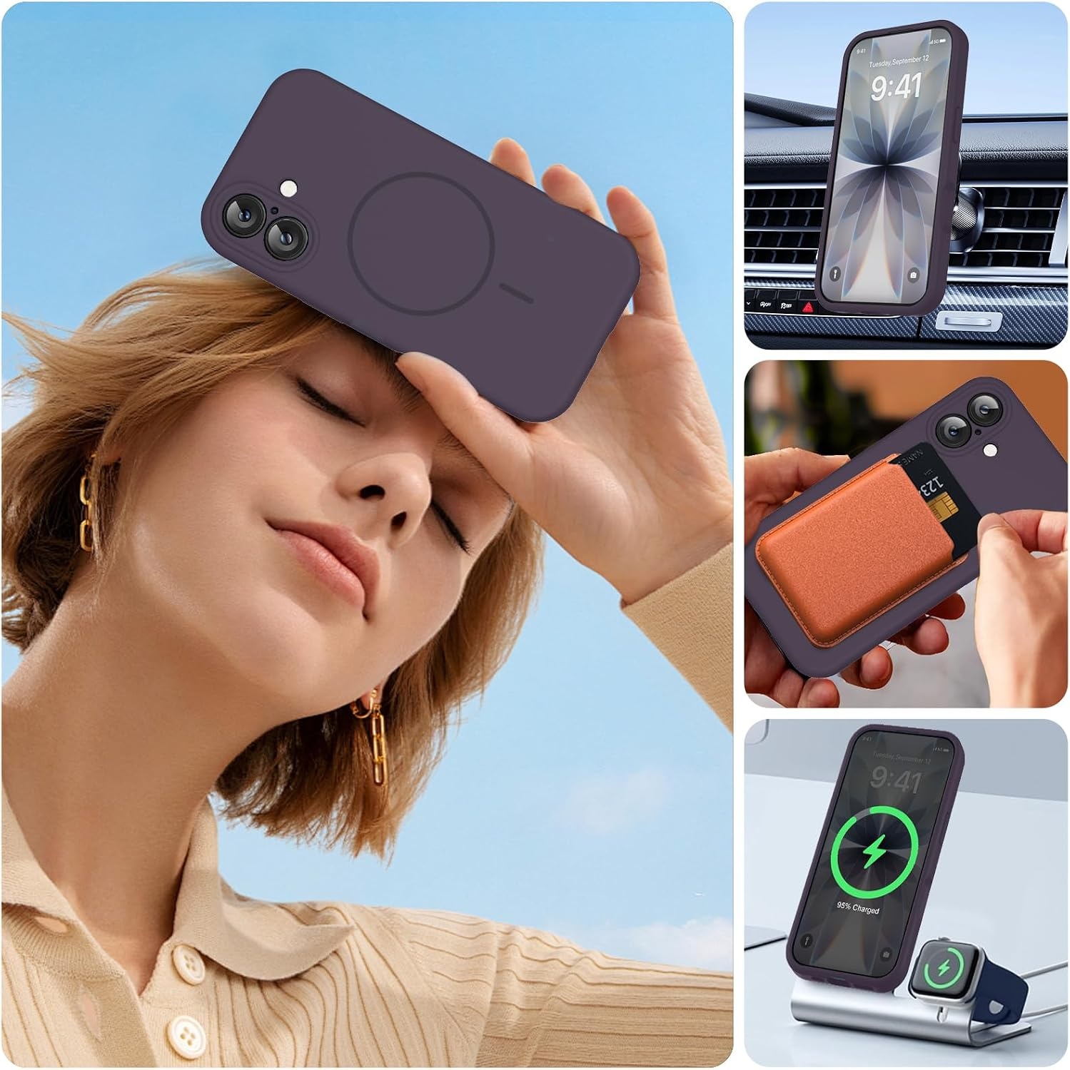 image:imageMiracase Silicone amp Magnetic for iPhone 17 Case Dark Purple