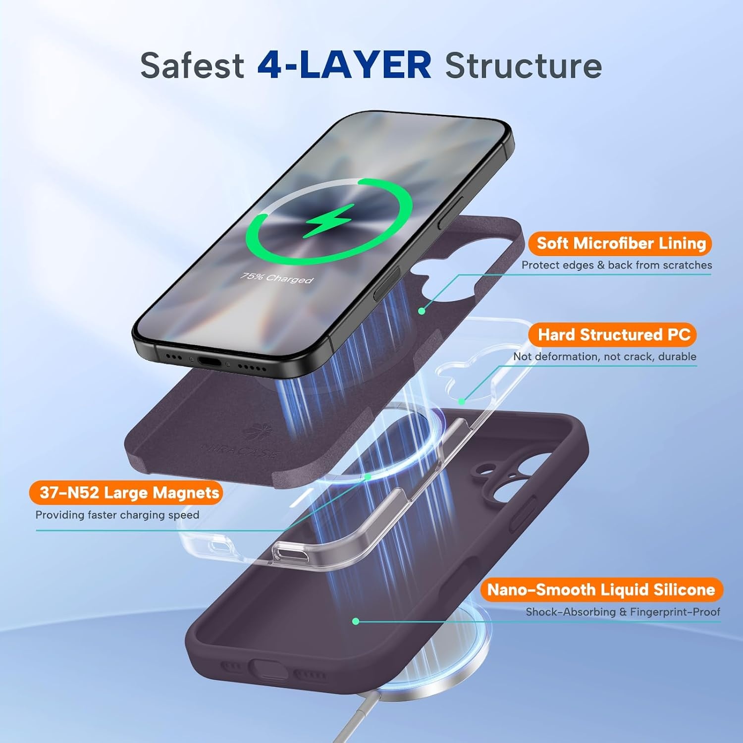 image:imageMiracase Silicone amp Magnetic for iPhone 17 Case Dark Purple